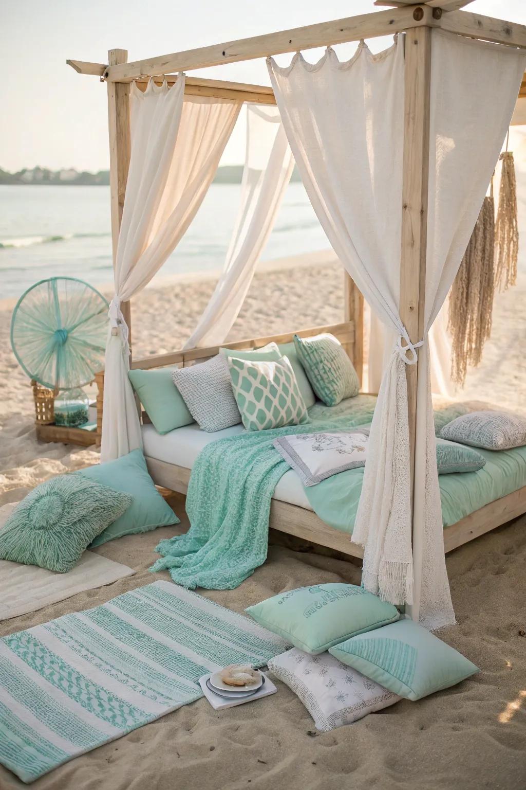 Embrace the beach vibes at home with a serene pillow fort escape.