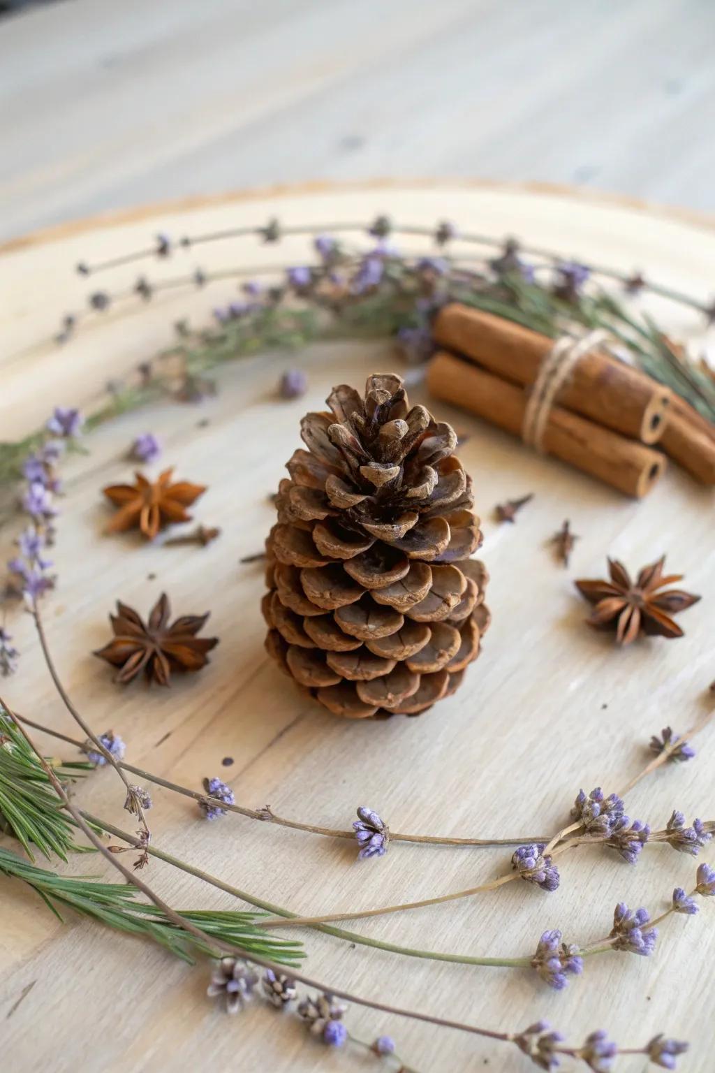 Embrace natural beauty with this simple yet elegant pinecone potpourri.