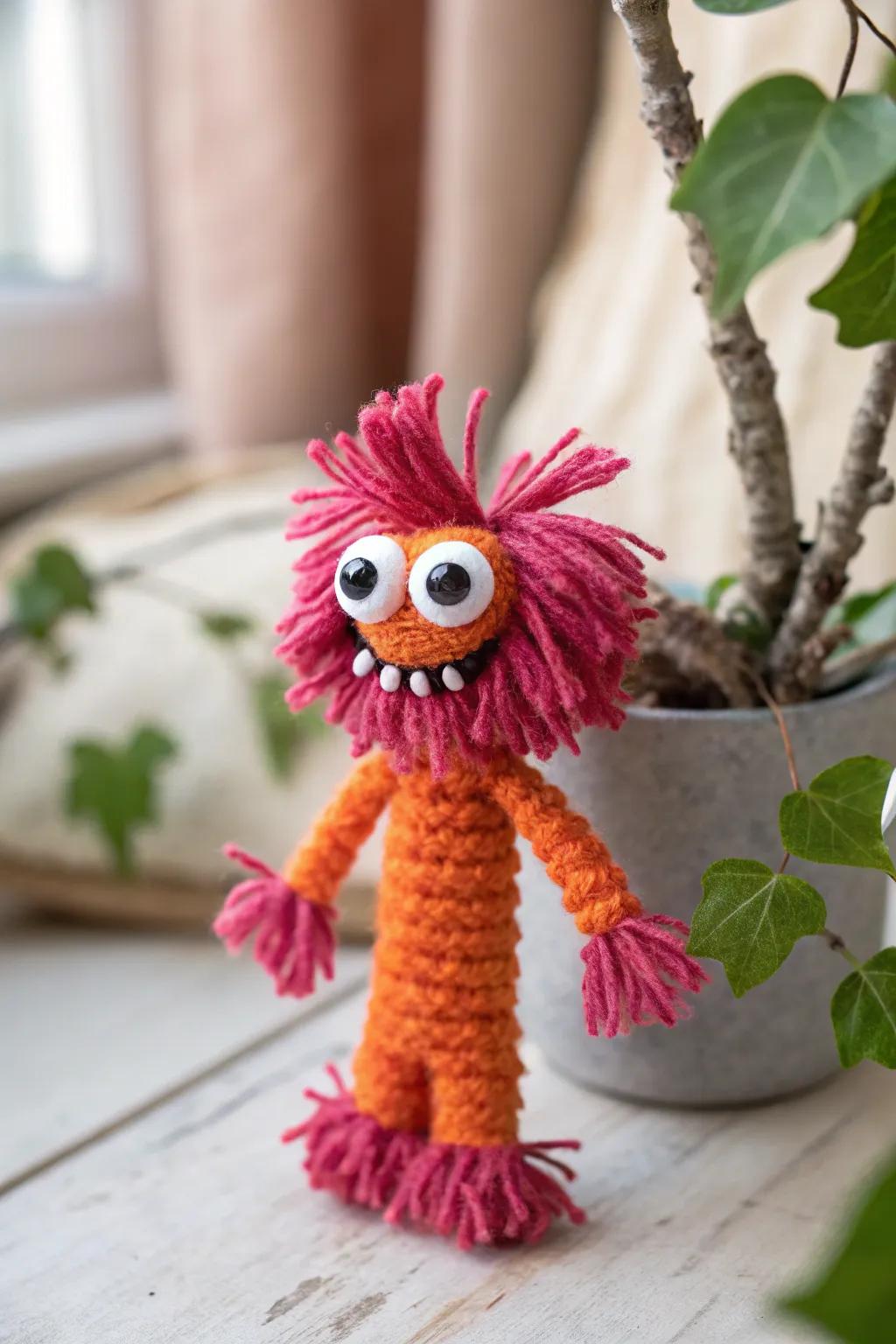 Embrace the joy of creativity with this charming monster finger puppet, where simplicity meets playful imagination.