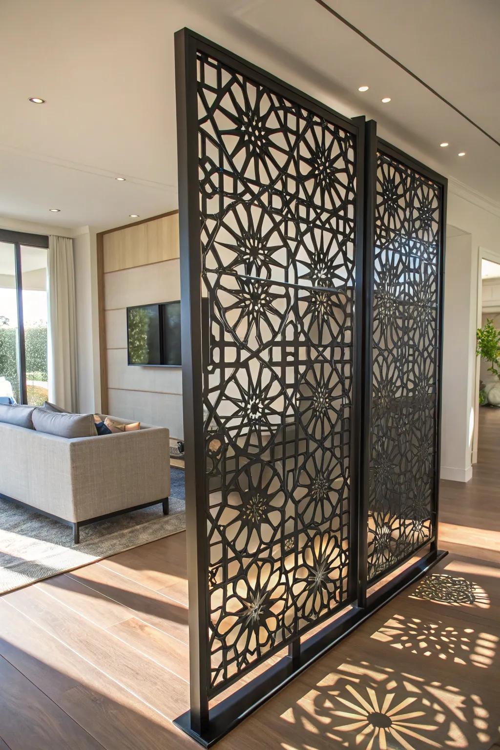 Elevate your space with the artistry of precision-cut metal screens.