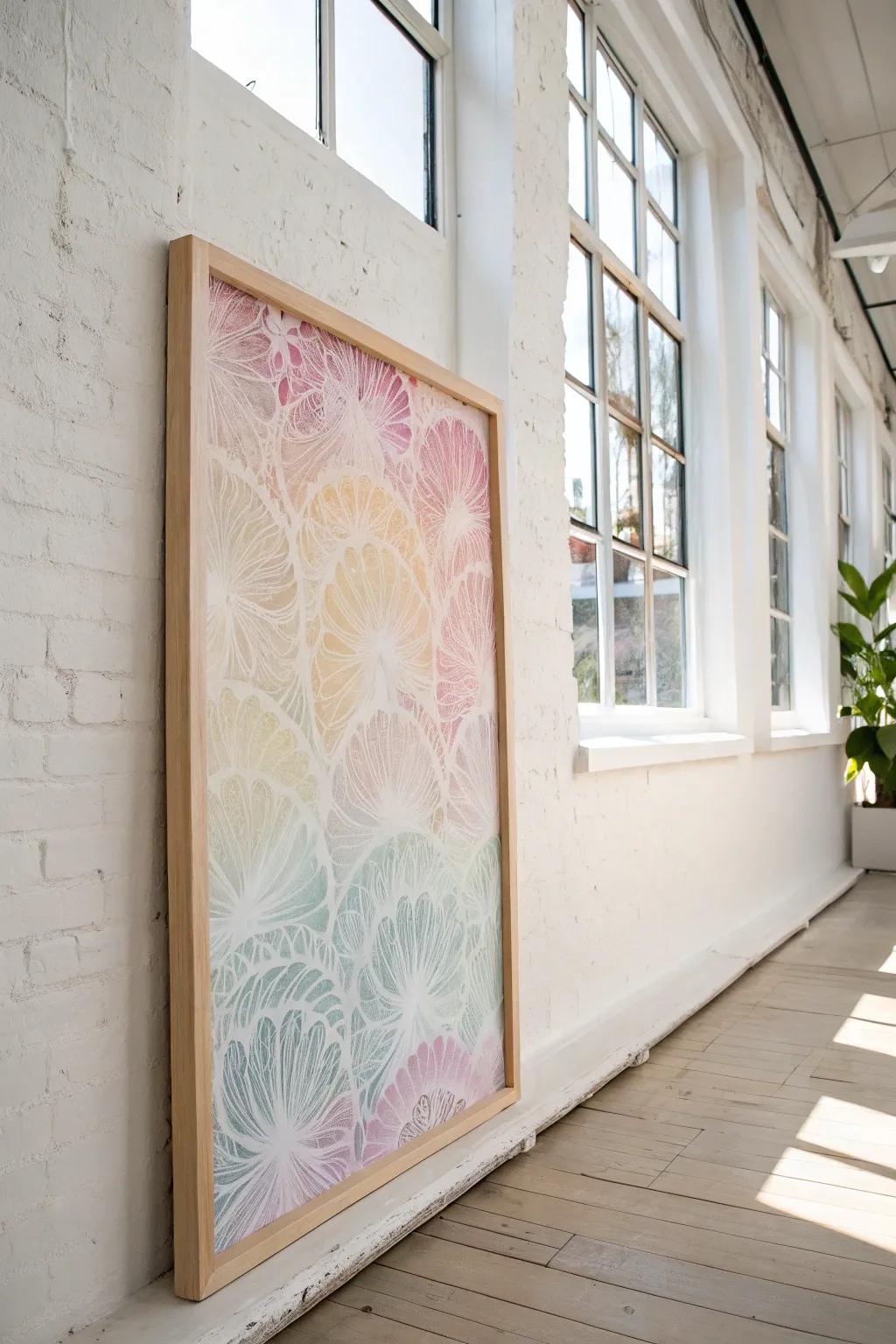 Elevate your space with serene, handcrafted wall art on frosted plastic sheets.