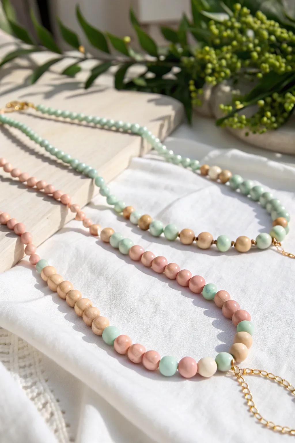 Create a touch of elegance with these handcrafted mini bead necklaces, perfect for little hands and big imaginations.