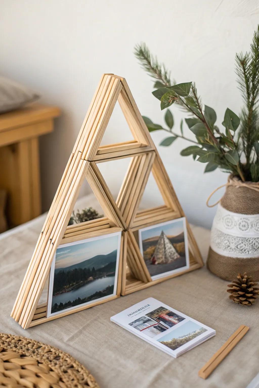 Display your memories with simplicity and style using this unique popsicle stick photo holder.