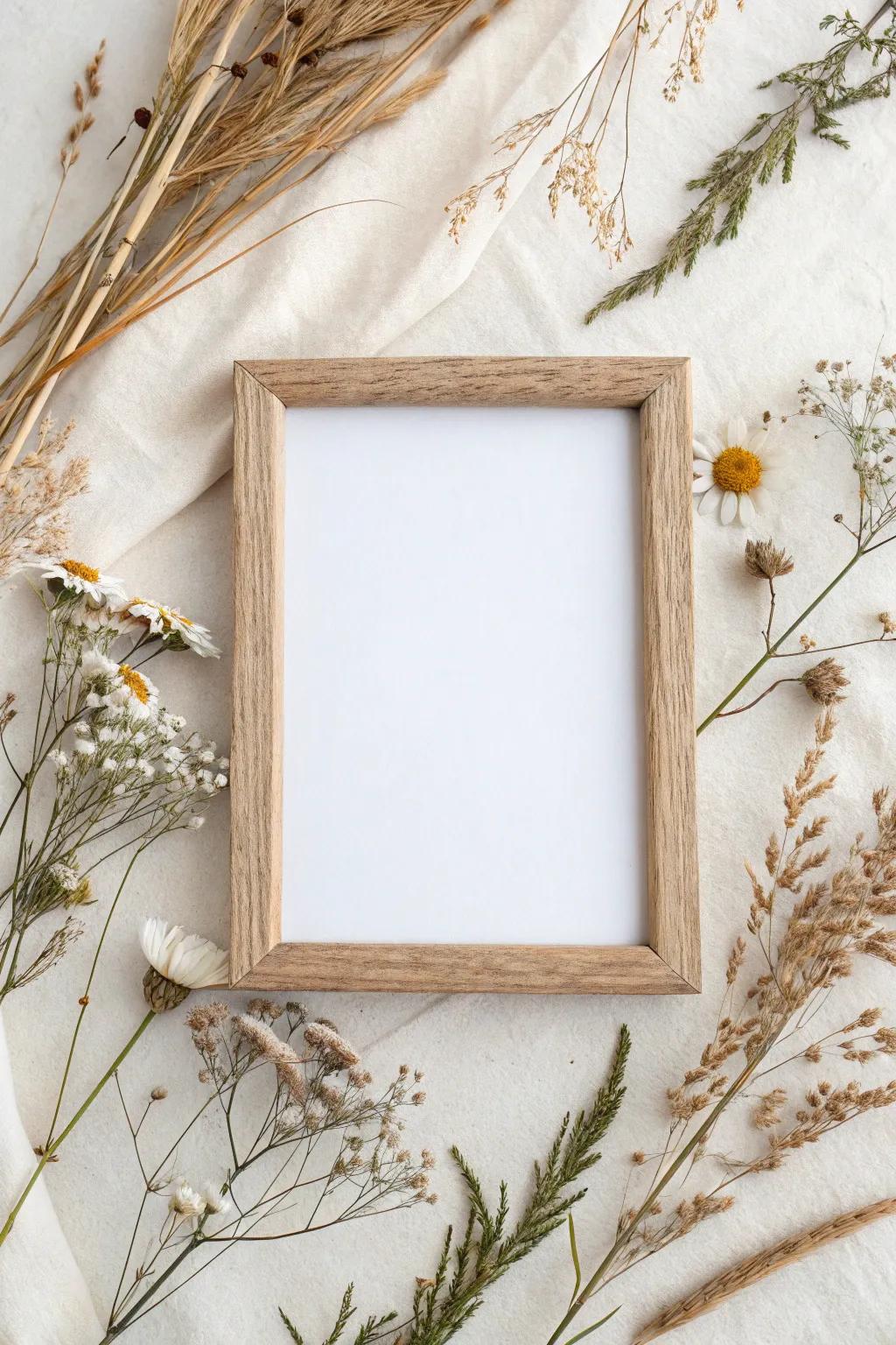 Elevate your poster with a mixed media collage border that artfully blends simplicity with natural elegance.