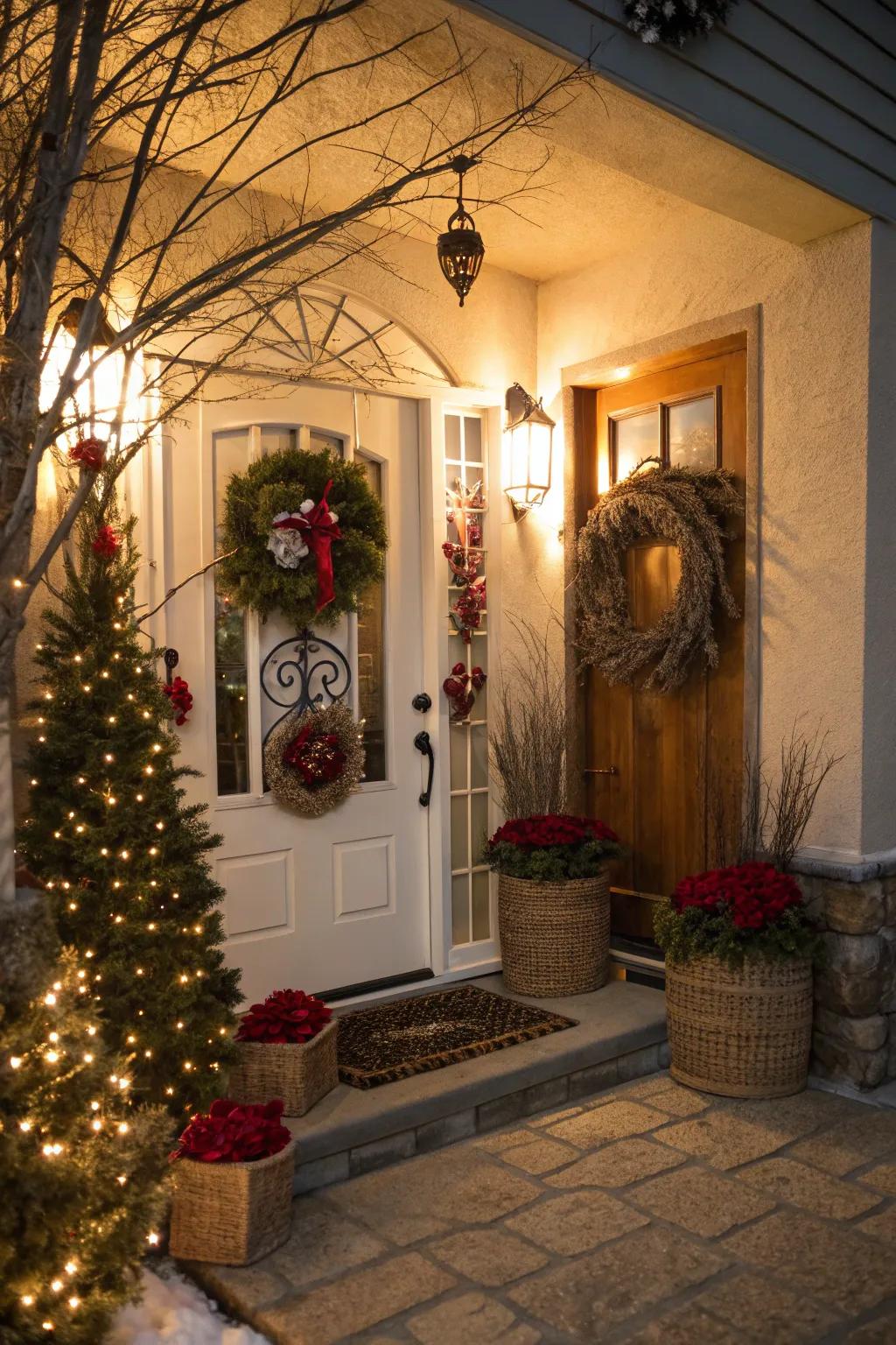 Seasonal decor keeps the entryway fresh and inviting throughout the year.