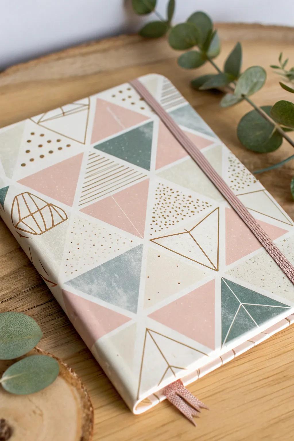 Embrace simplicity with dynamic geometrics: A resin notebook that marries minimalist elegance with a touch of boho flair.