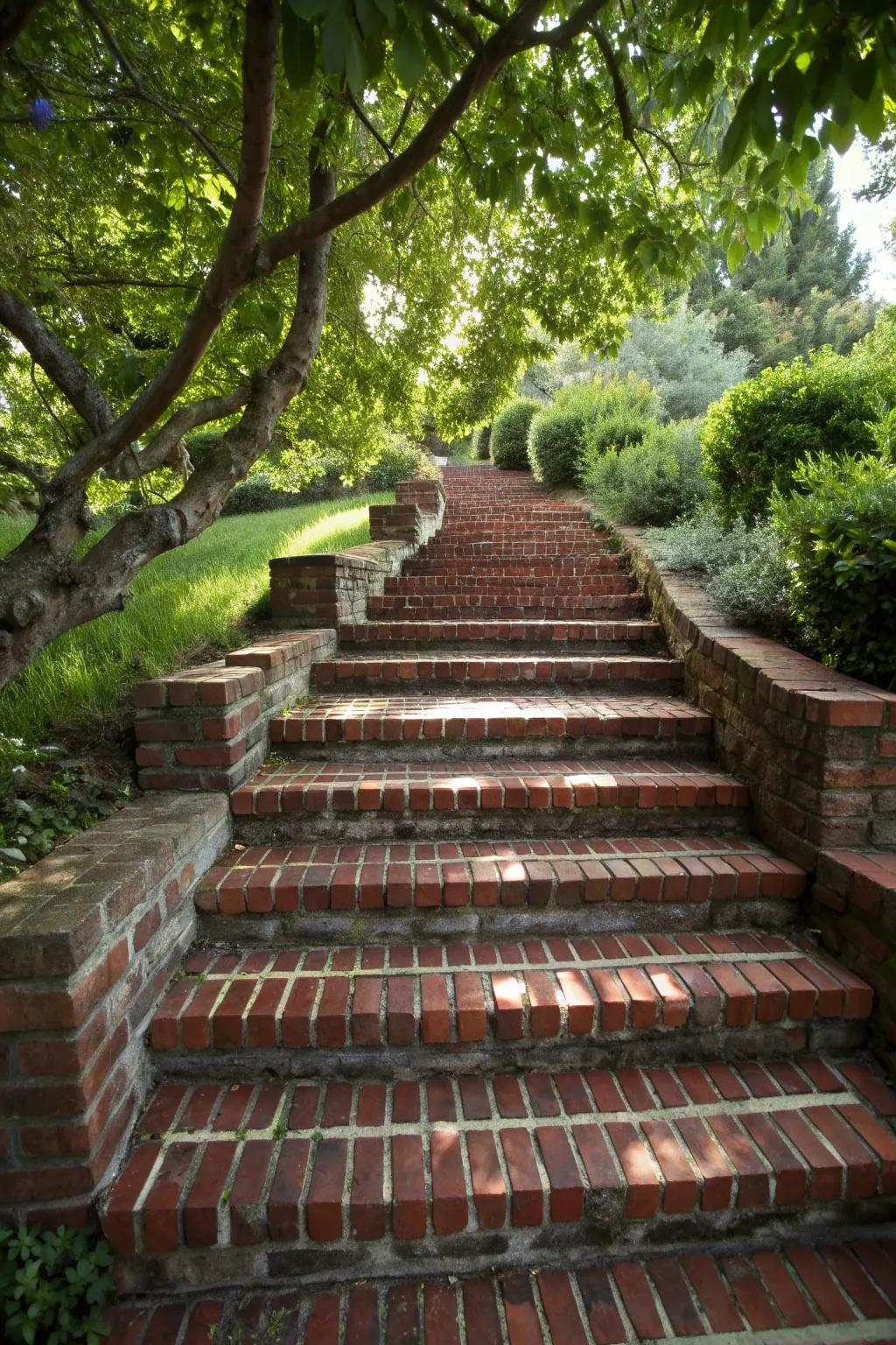 Step into tradition with the timeless elegance of classic brick steps.