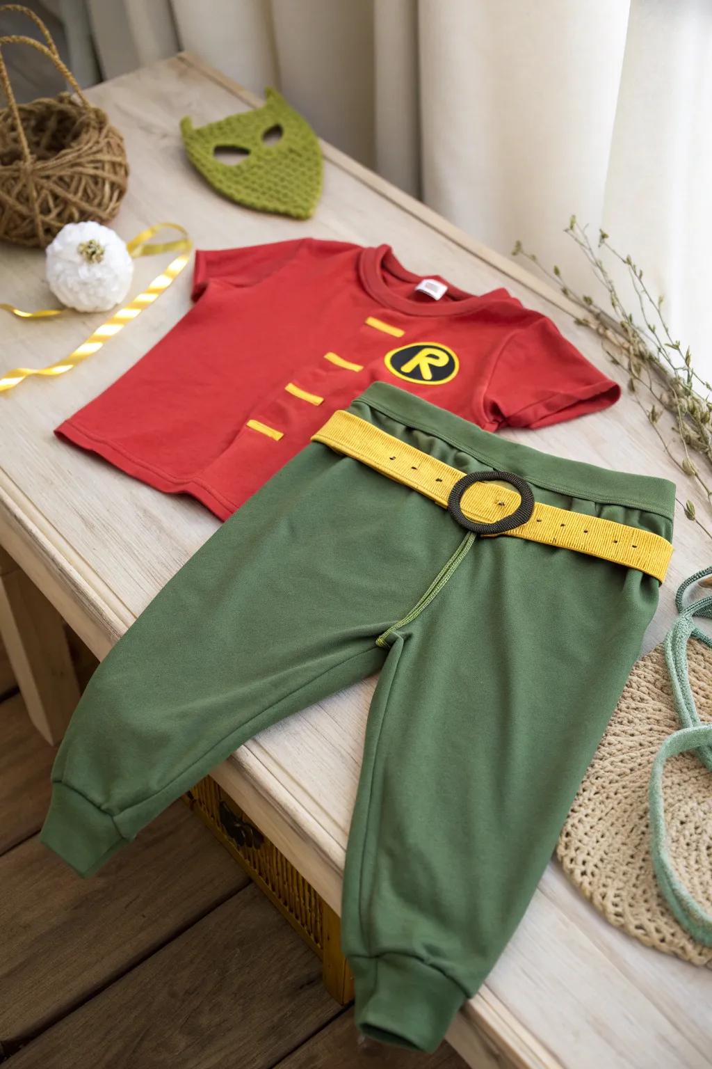 Craft your own Robin look with cozy layers and a touch of boho charm for those chilly Halloween nights.