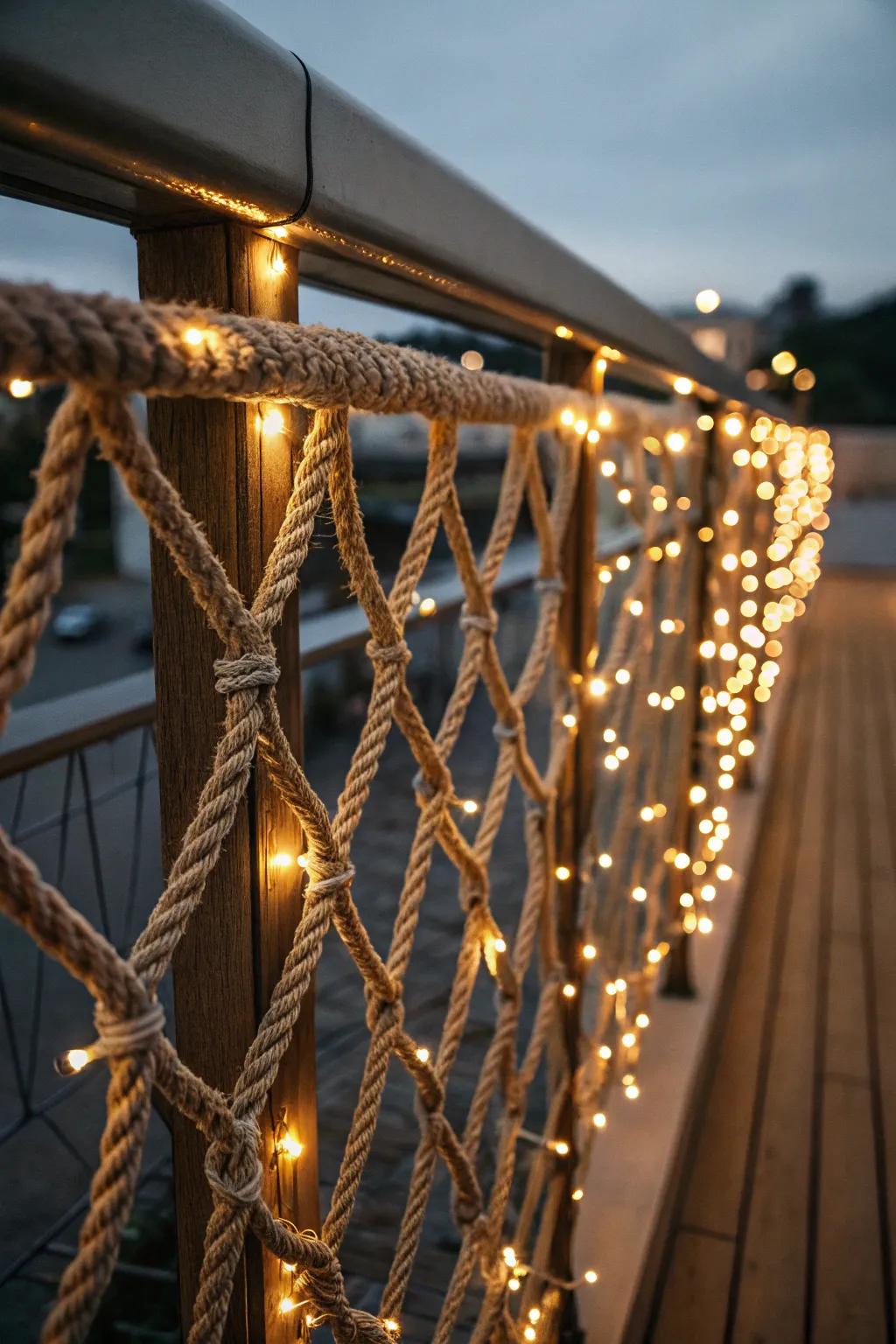Enchant your guests with the warm glow of artisan rope railings.
