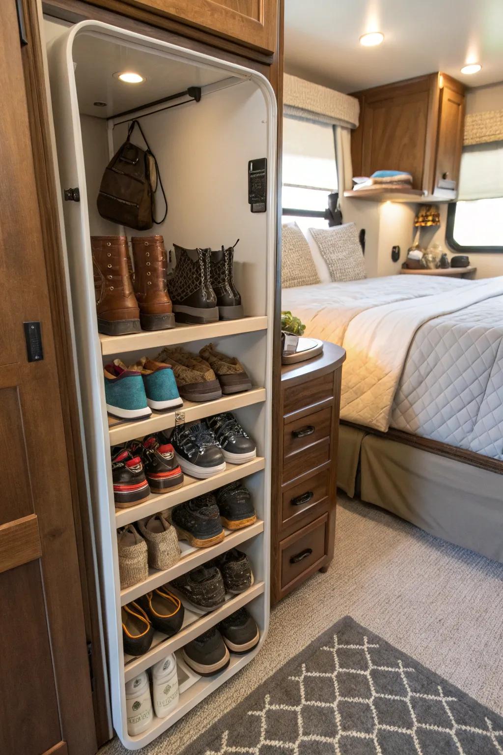 Shoe storage solutions keep your floor clutter-free.