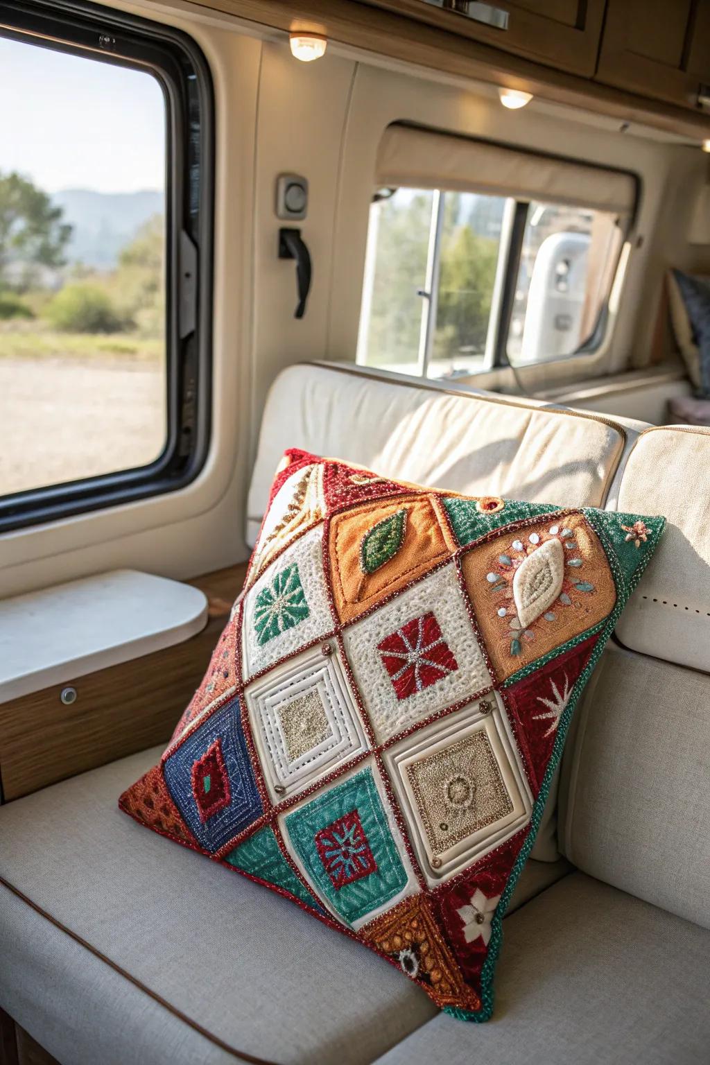 Craft your journey: Transform your RV with handmade cushion covers.