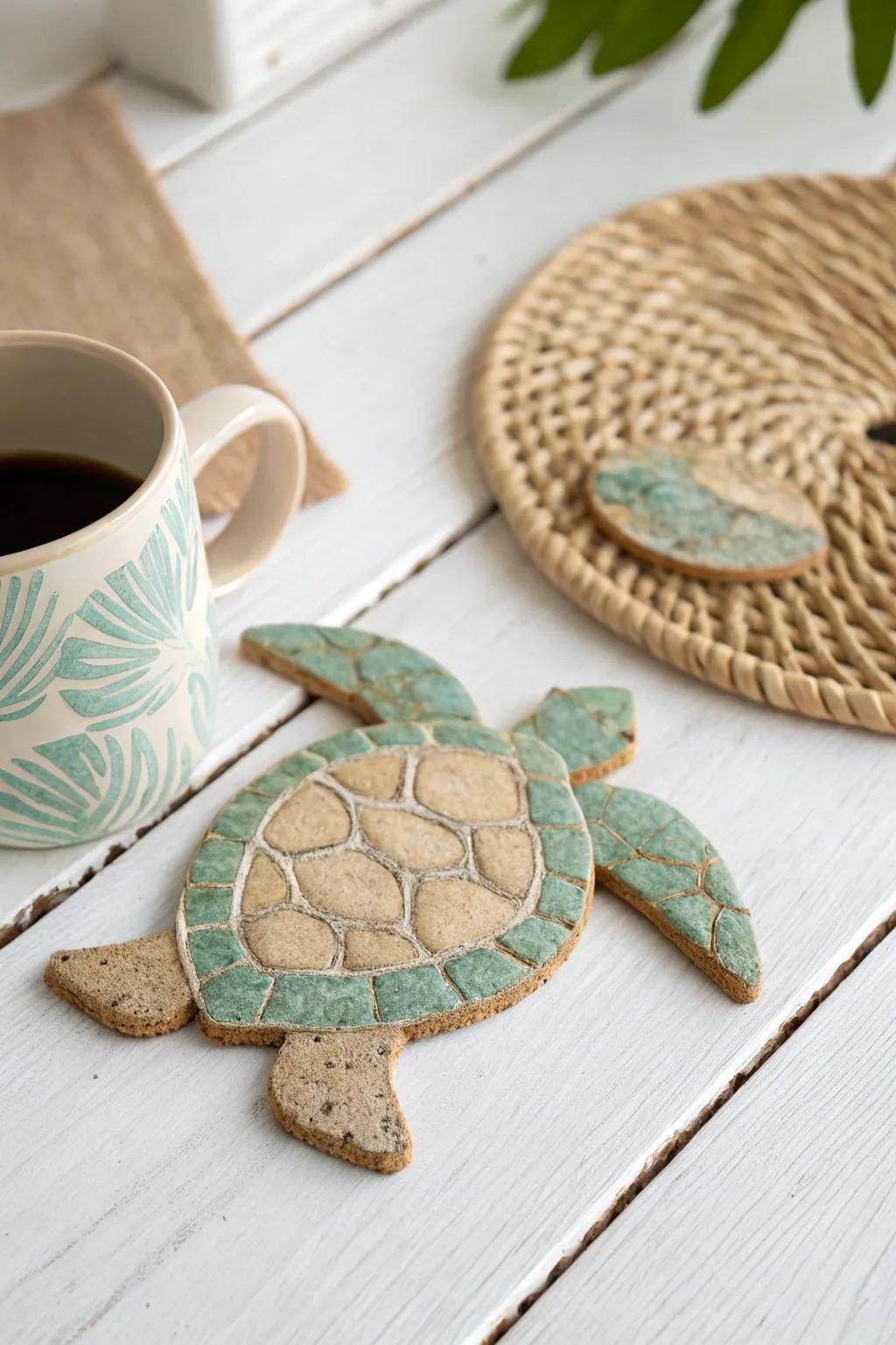 Bring coastal charm to your coffee moments with a DIY sea turtle coaster.