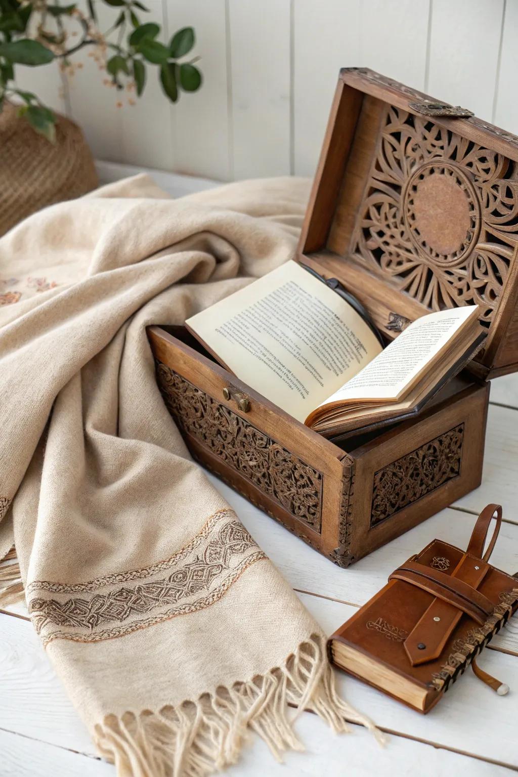 Dive into the world of stories with this Book Lover's Treasure Box, blending minimalist elegance with boho charm.