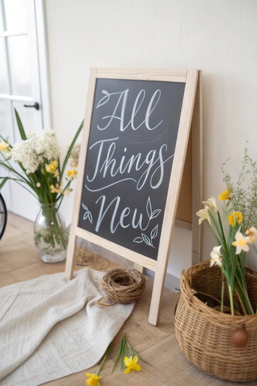 Embrace the season of renewal with inspiring chalkboard art. #SpringQuotes #MinimalistArt