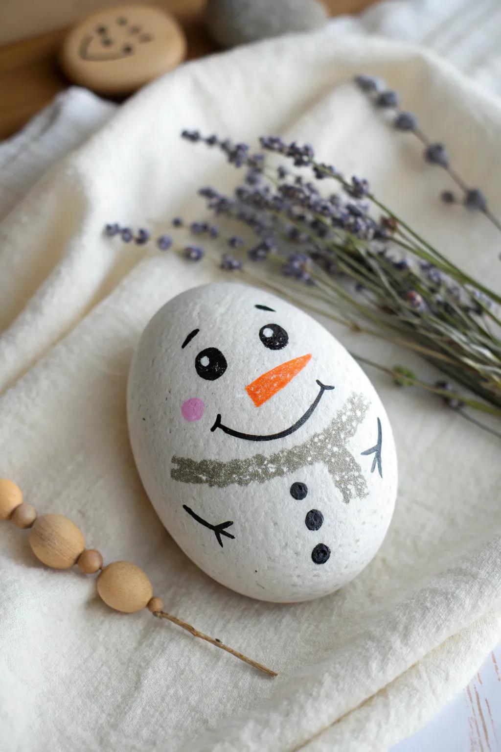 Illuminate your winter nights with these charming glow-in-the-dark snowman rocks! Perfect for adding a touch of magic to your decor. ❄️✨