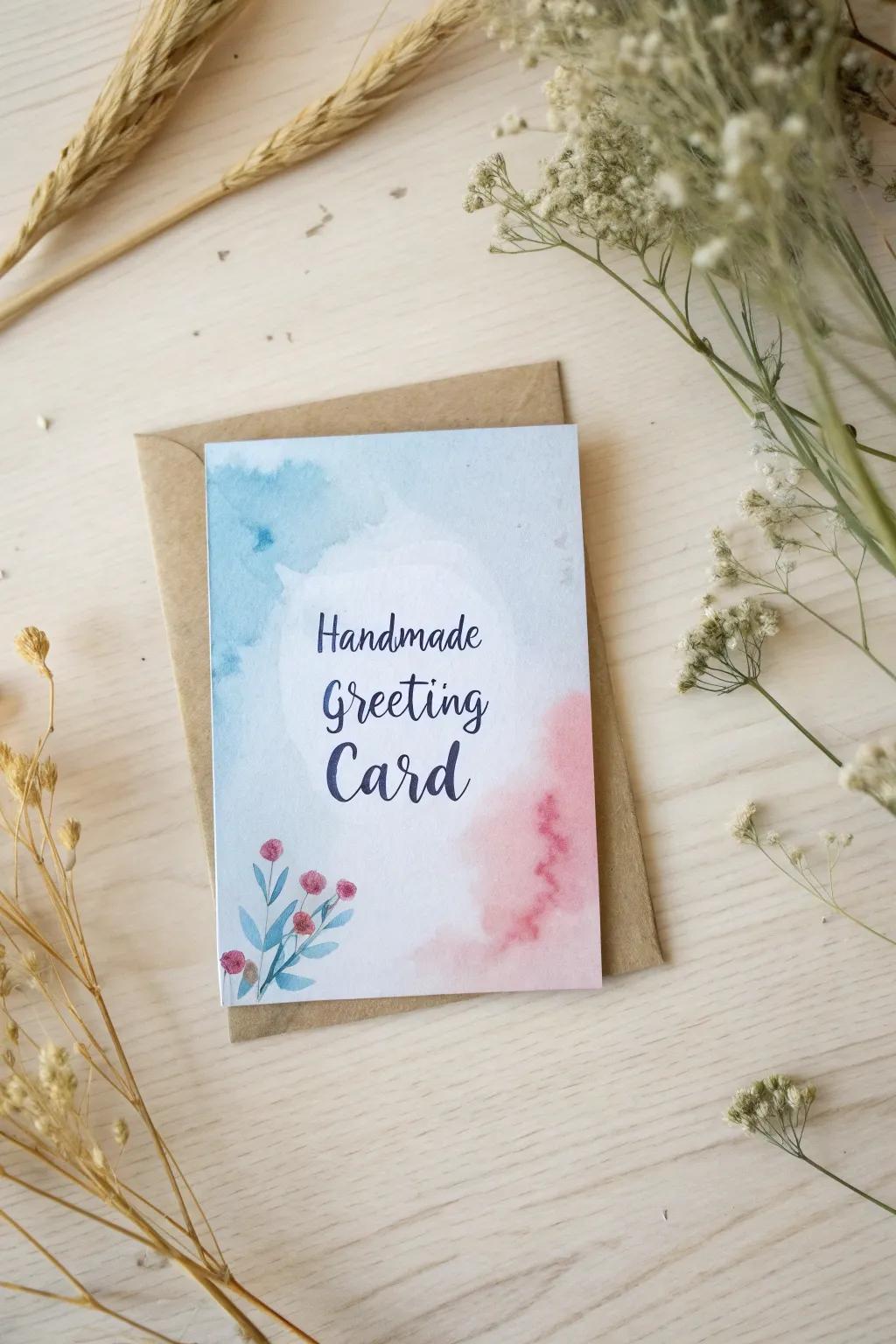 Capture serenity and inspiration with a handcrafted watercolor wash card.