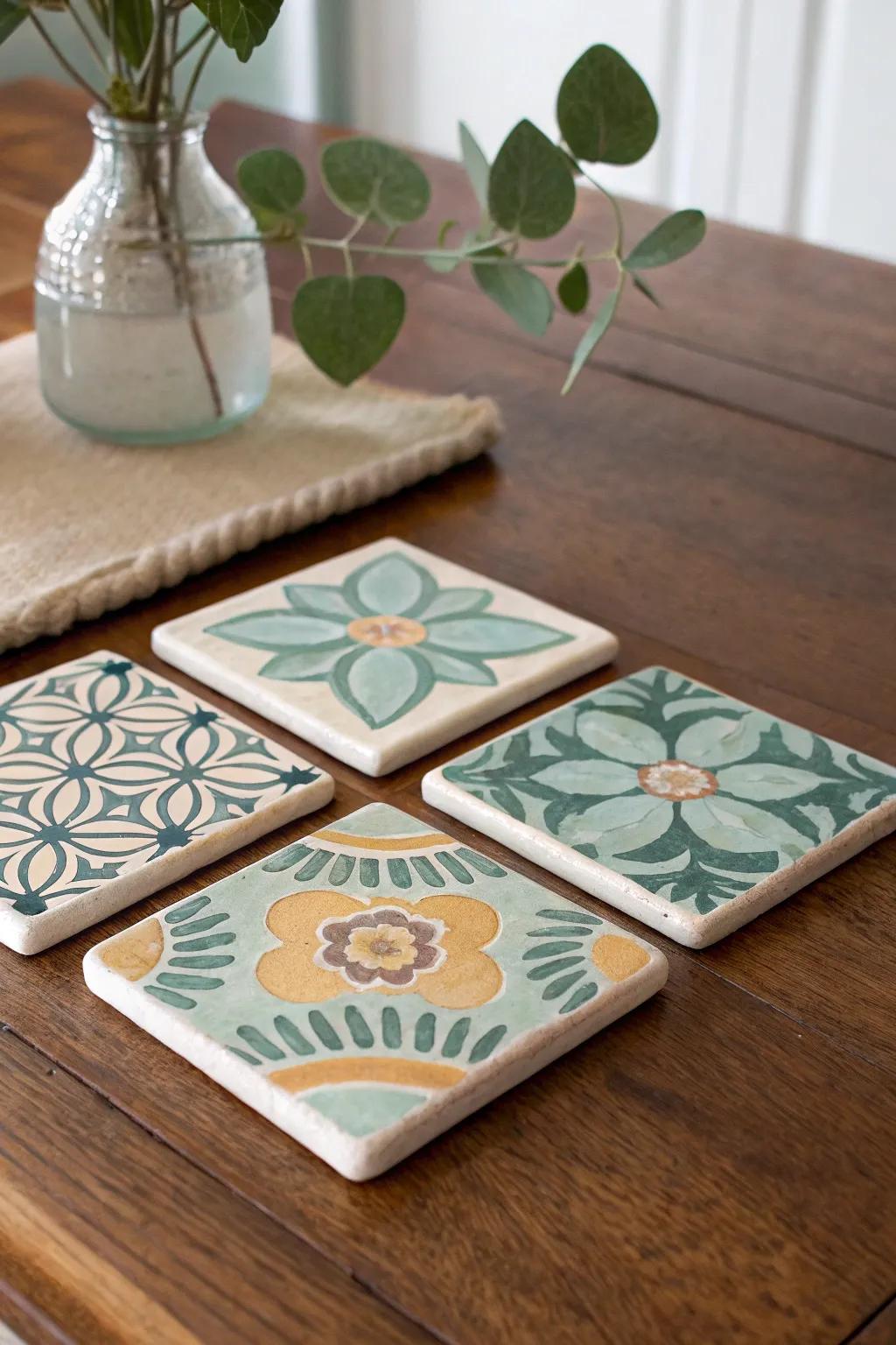 Elevate your table setting with these charming DIY tile coasters—where thrift meets style!
