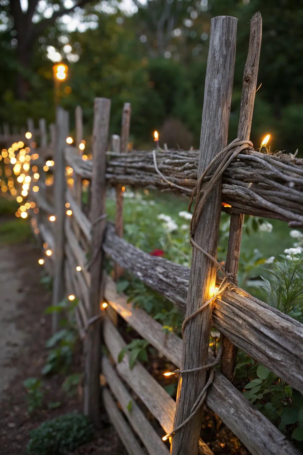 Illuminate your garden with the rustic charm of a handcrafted tobacco stick fence.