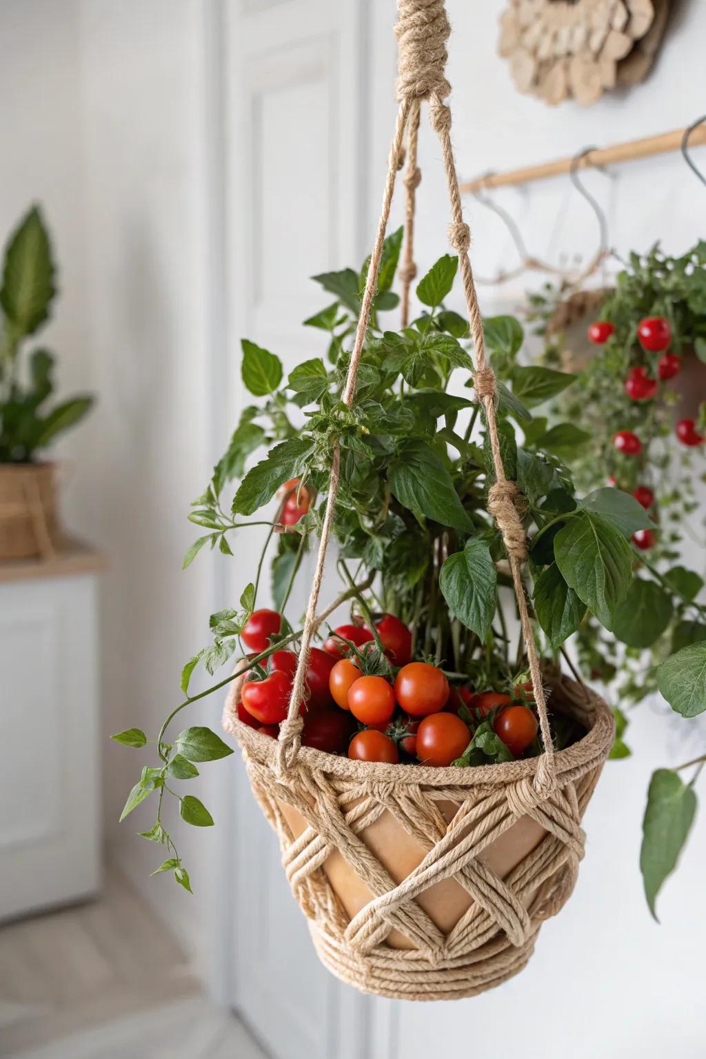 Elevate your garden with the elegance of hanging tomato baskets.