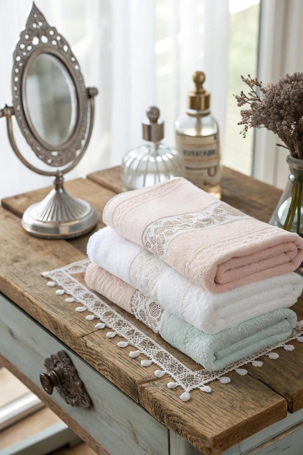 Embrace timeless elegance with vintage-inspired towel sets, perfect for adding a touch of glamour to any space.