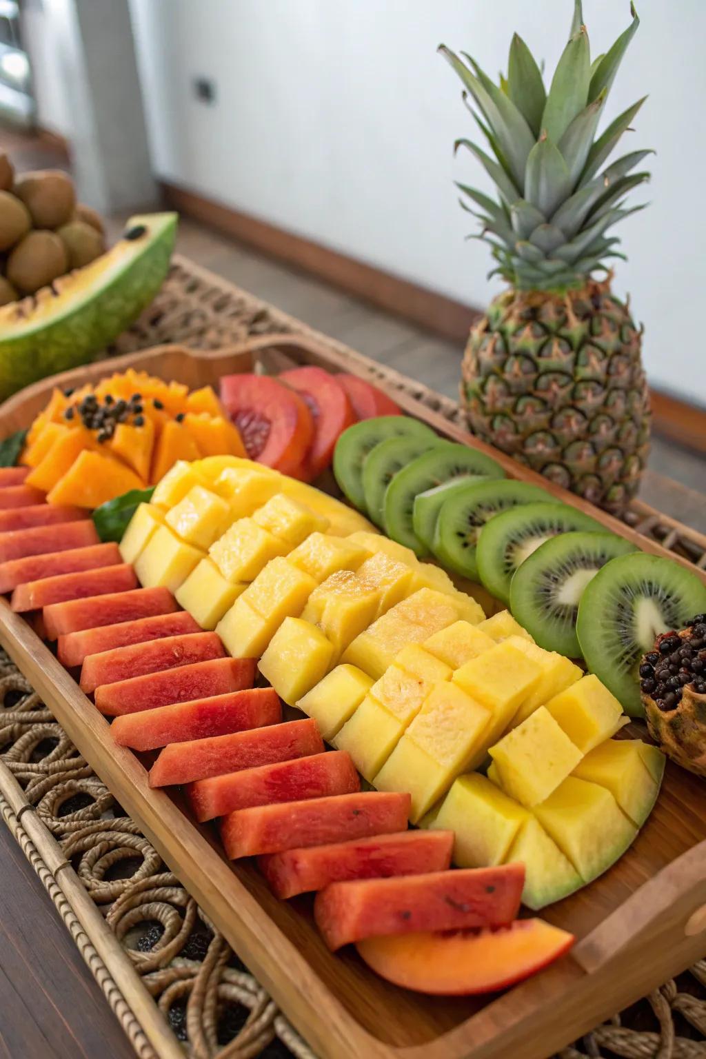 A structured tray presentation offers a clean and organized look.