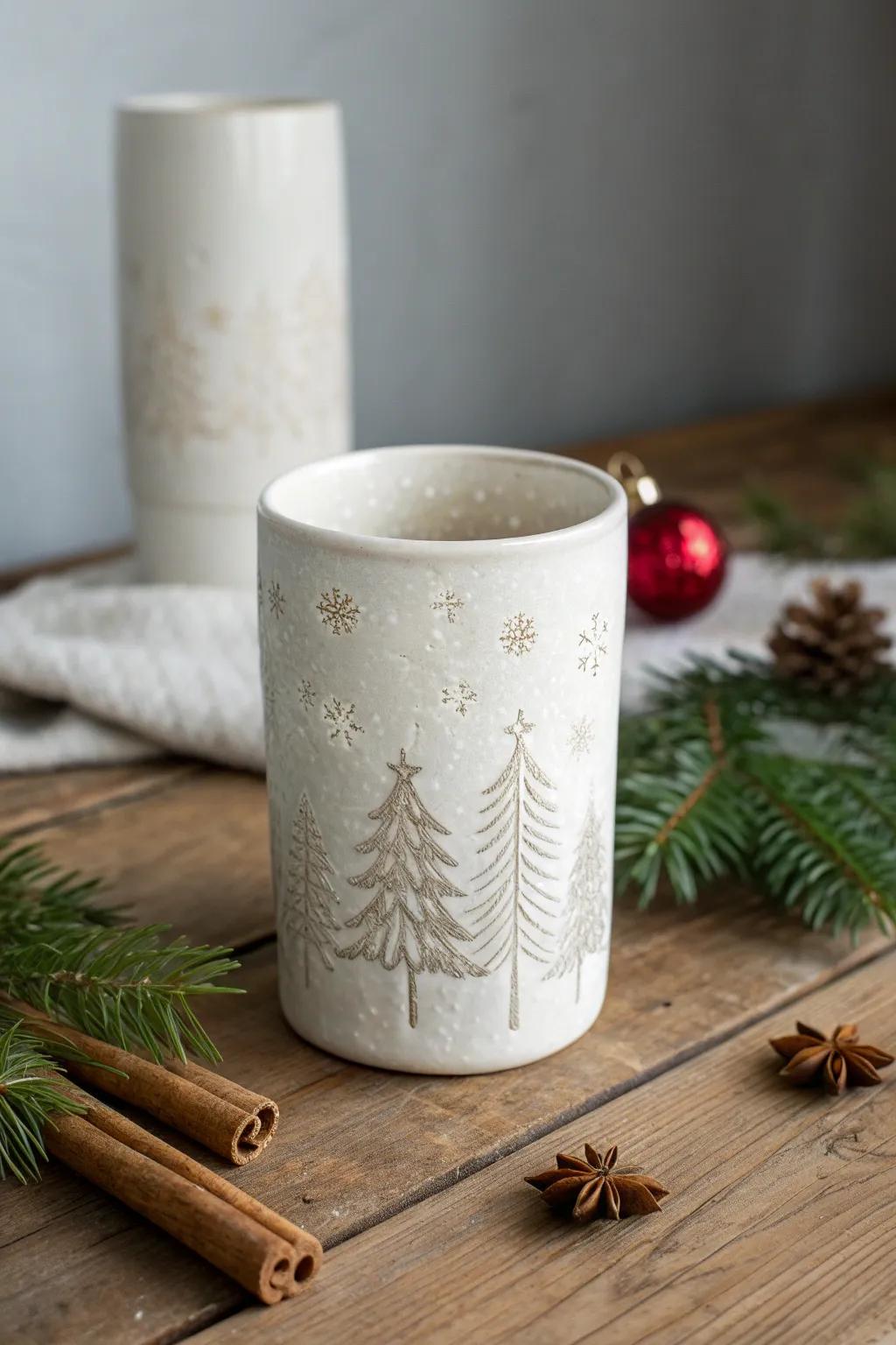 Embrace the holiday spirit with a tumbler that radiates warmth and simplicity.