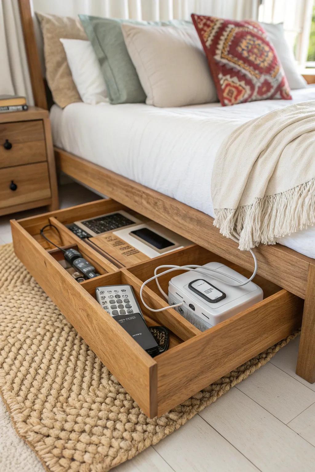 Organize in style: Discover the beauty of underbed caddies for a clutter-free dorm room.