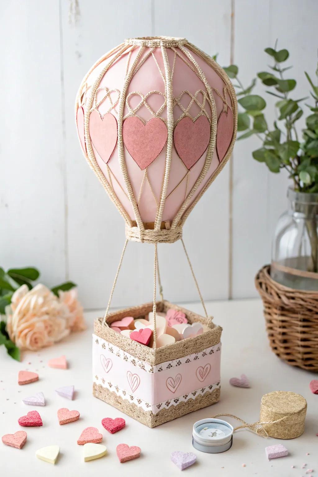 Let your love take flight with this charming hot air balloon valentine box!