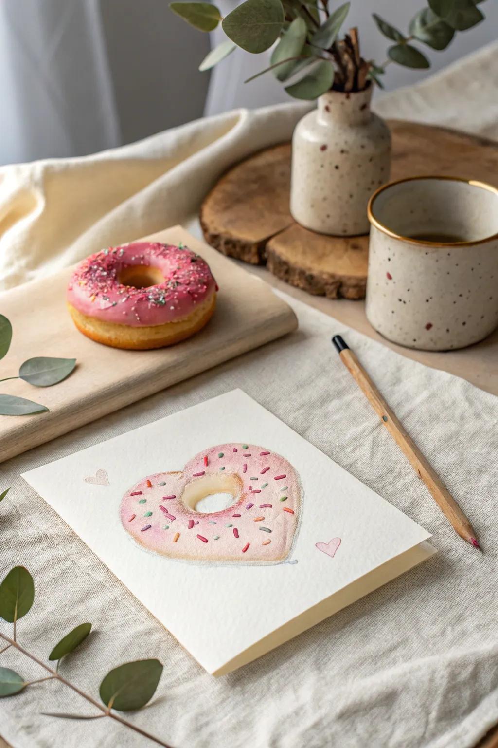 Sweeten your Valentine's Day with a donut-themed card that speaks to their taste!