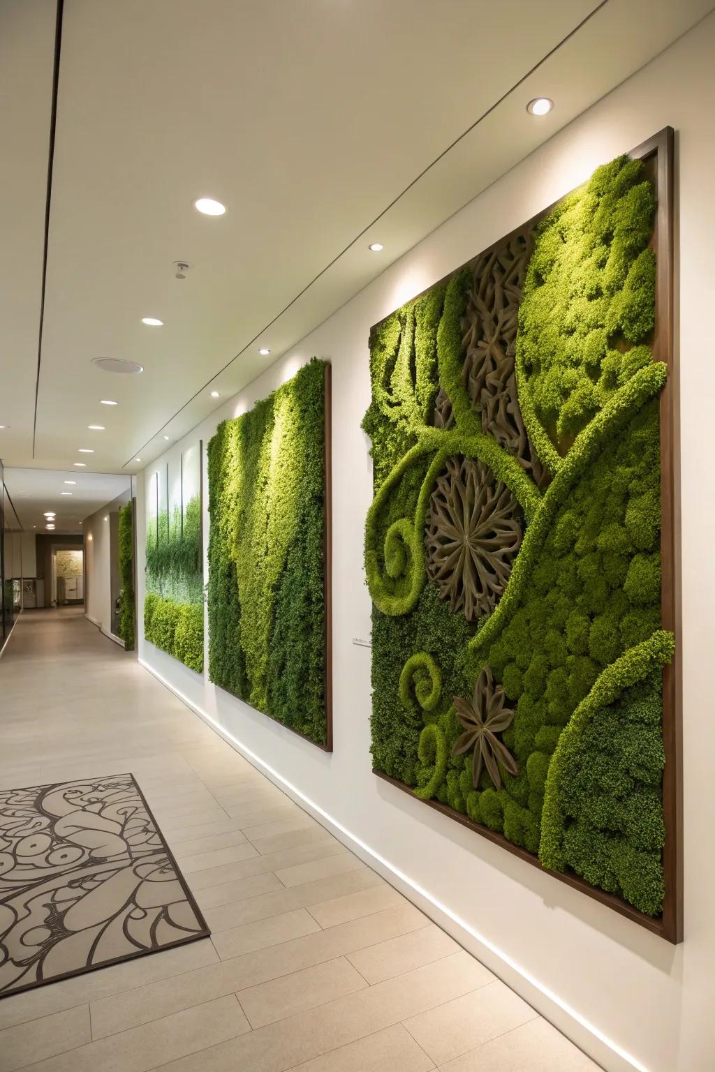 Moss art offers a simplistic yet stunning green display for any wall.