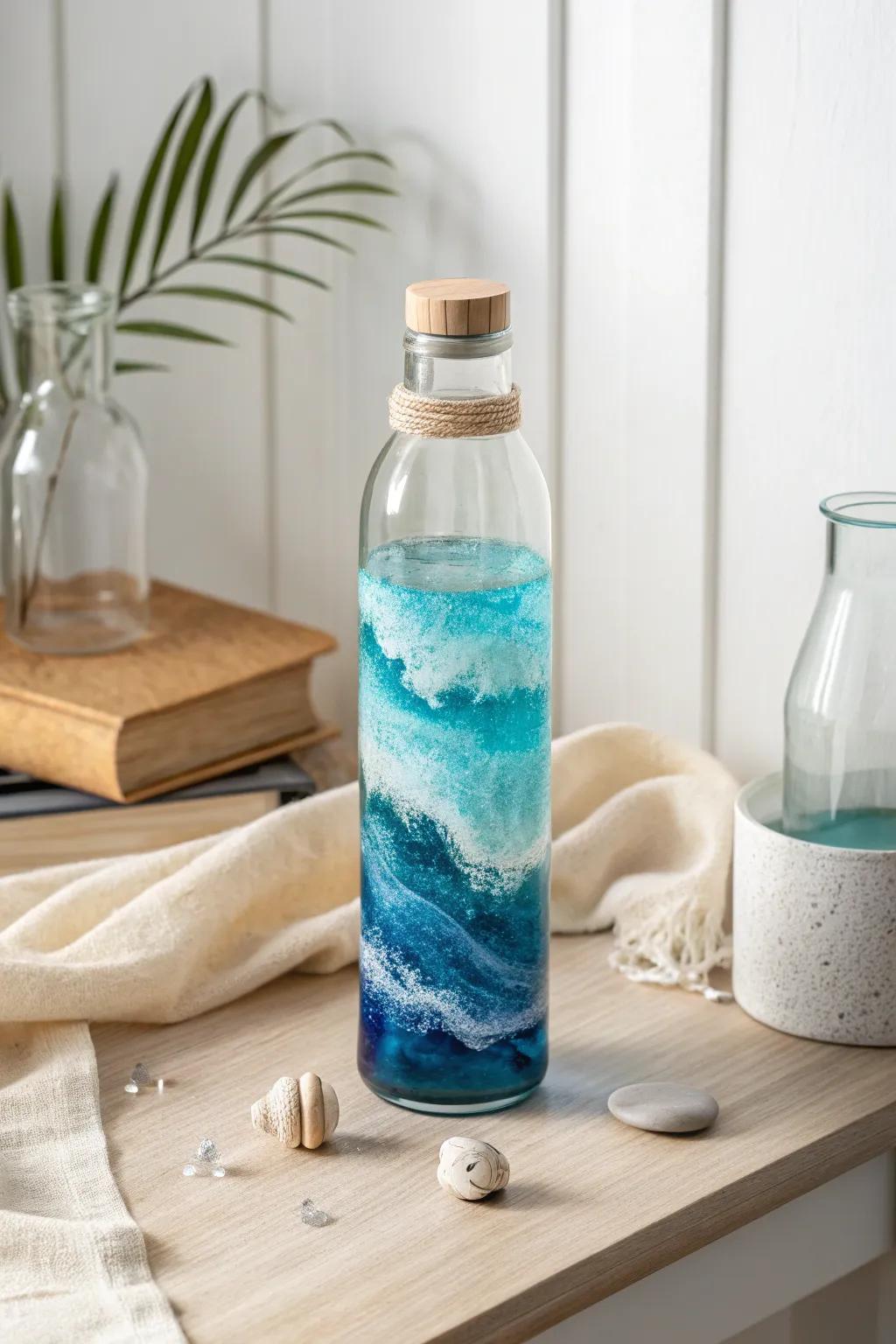 Escape into tranquility with your own Wave Bottle Wonder, a soothing touch of the ocean for your desk.