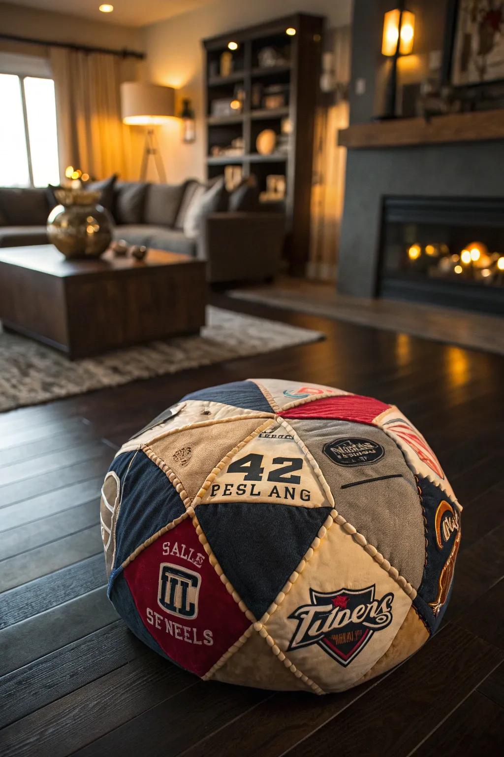 Transform your old jerseys into a statement floor cushion—perfect for game days and laid-back lounging.