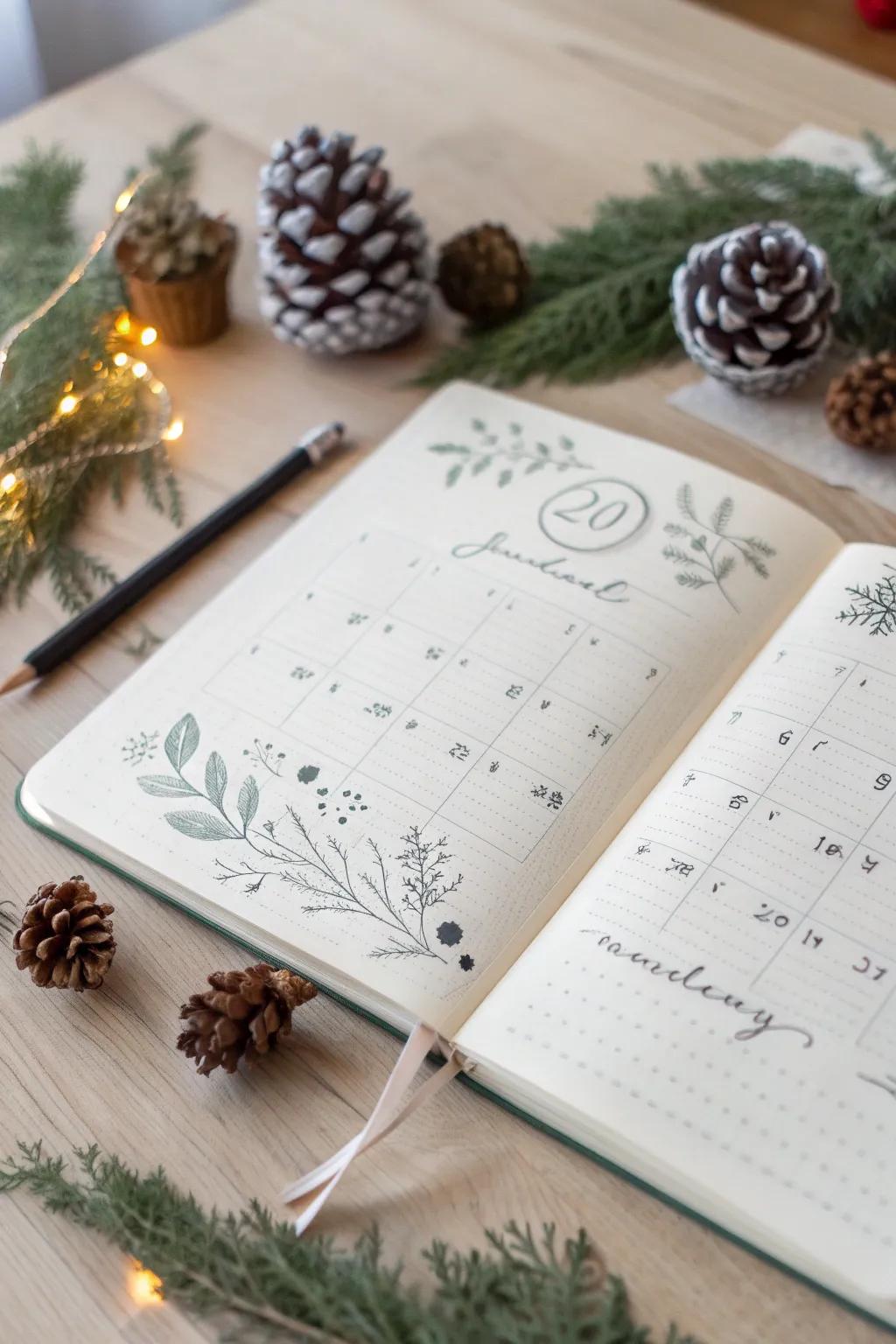 Countdown to the holidays with a touch of minimalist elegance. 🌿📖 #BulletJournal #ScandiBoho #WinterCreativity