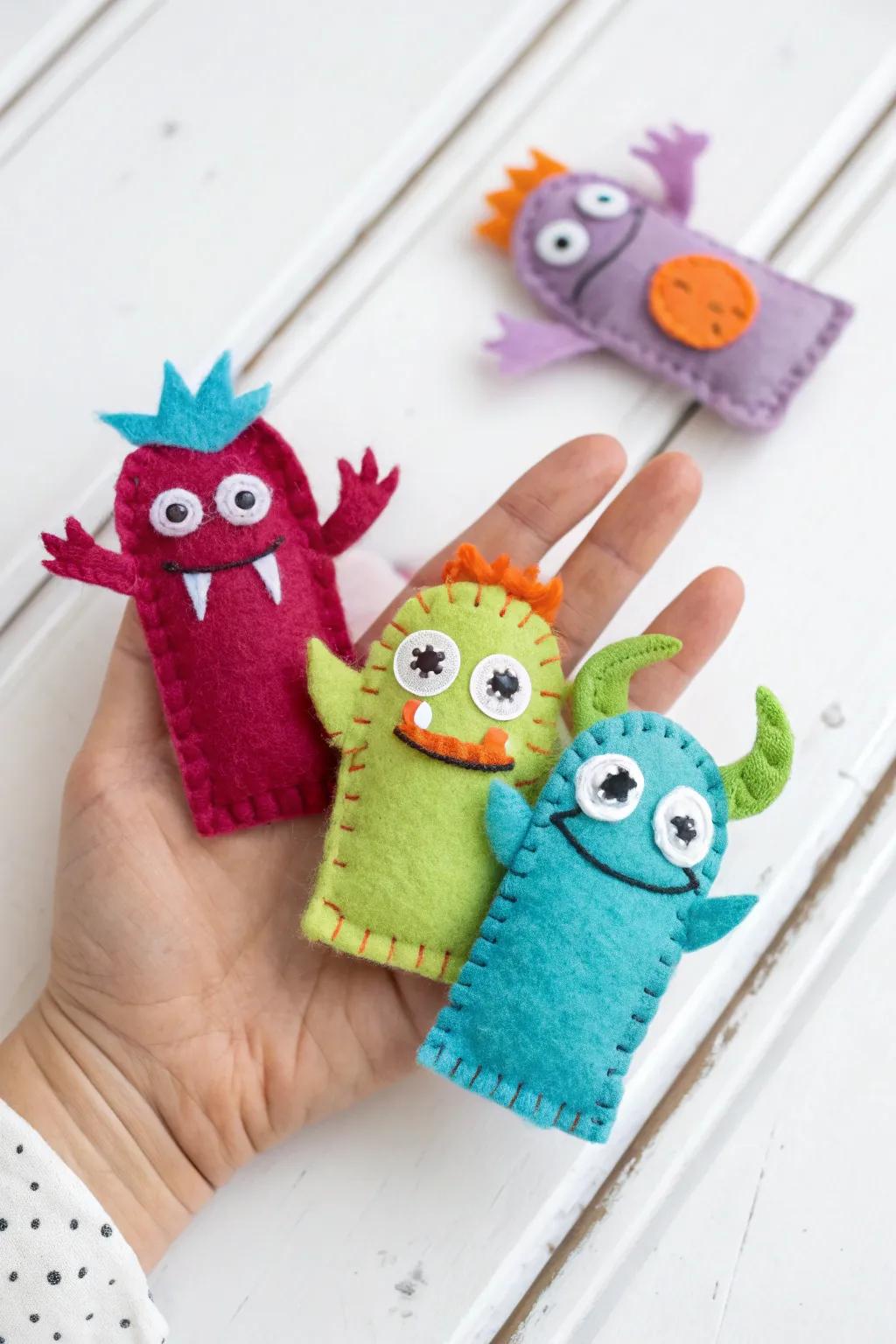 Unleash creativity with delightful monster finger puppets, where every stitch tells a story.
