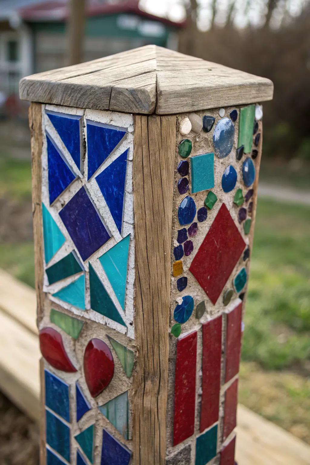 Transform your porch with a stunning mosaic masterpiece that exudes artistic flair and craftsmanship.