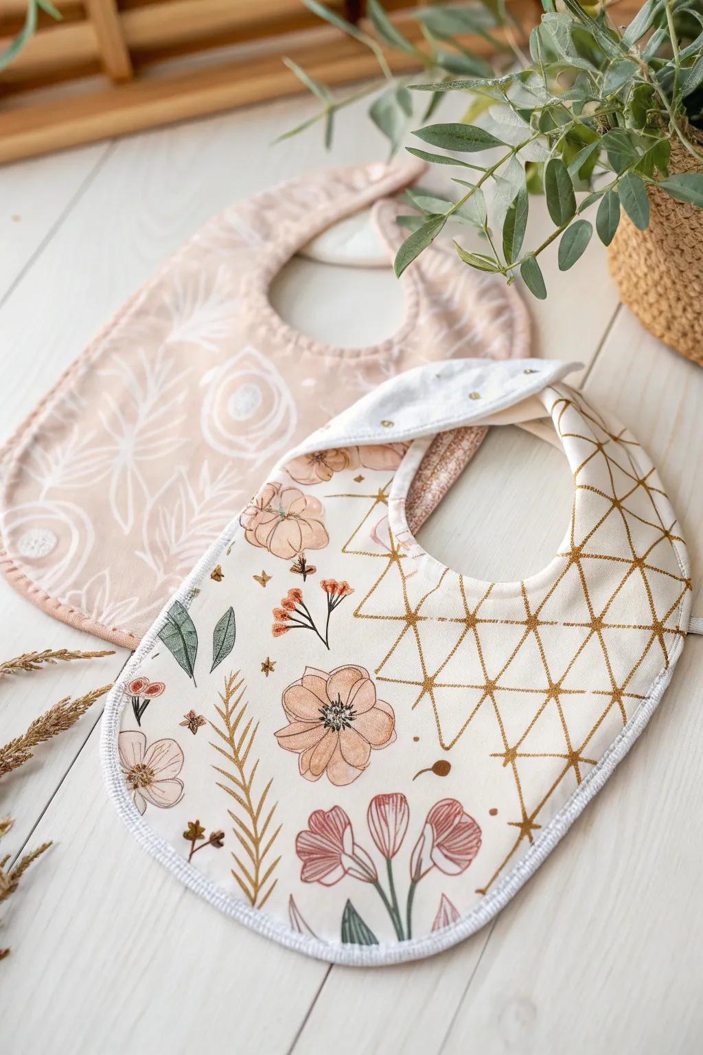 Double the style, double the charm with reversible bibs for your little one.