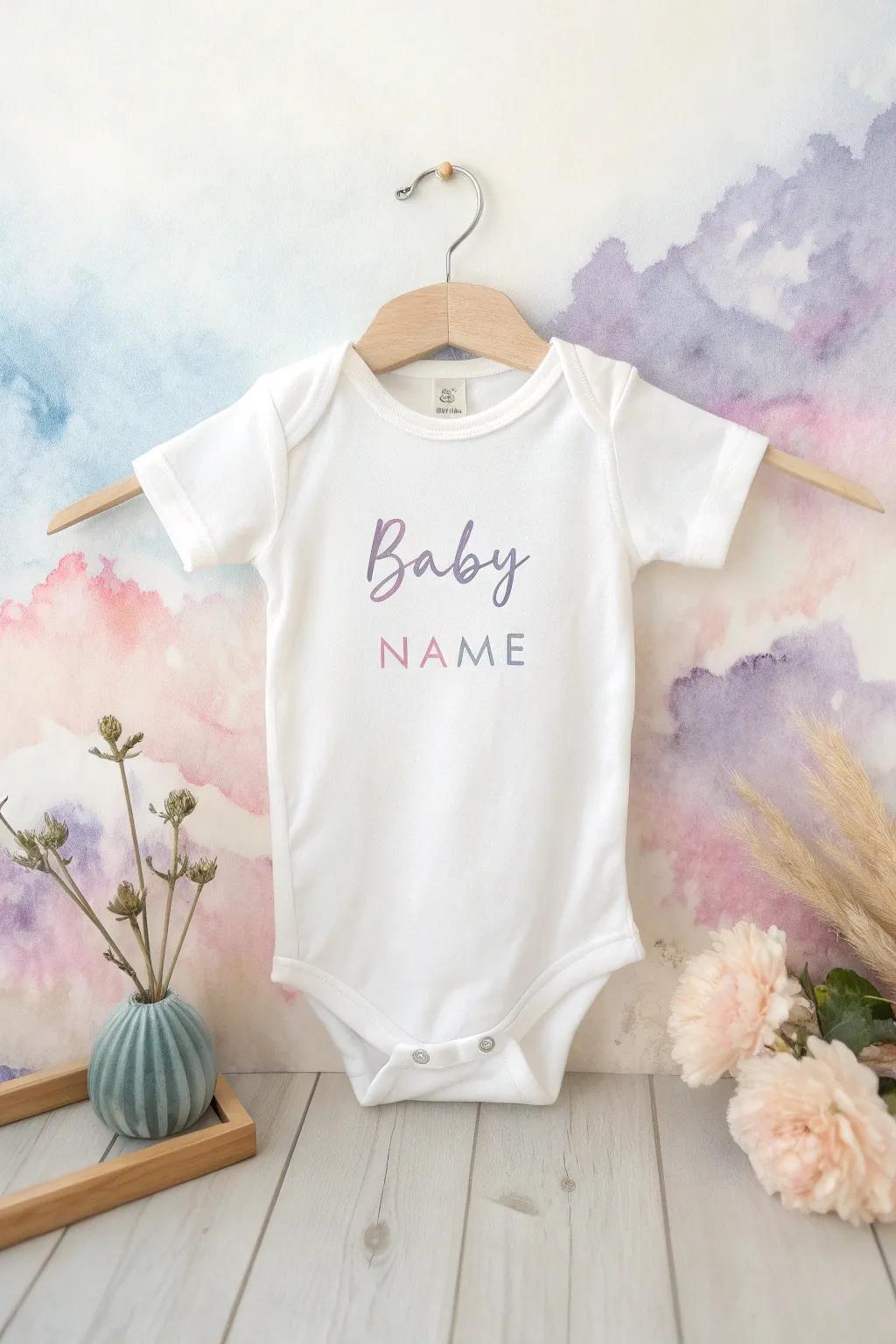 Add a touch of whimsy to your little one's wardrobe with this dreamy watercolor onesie.