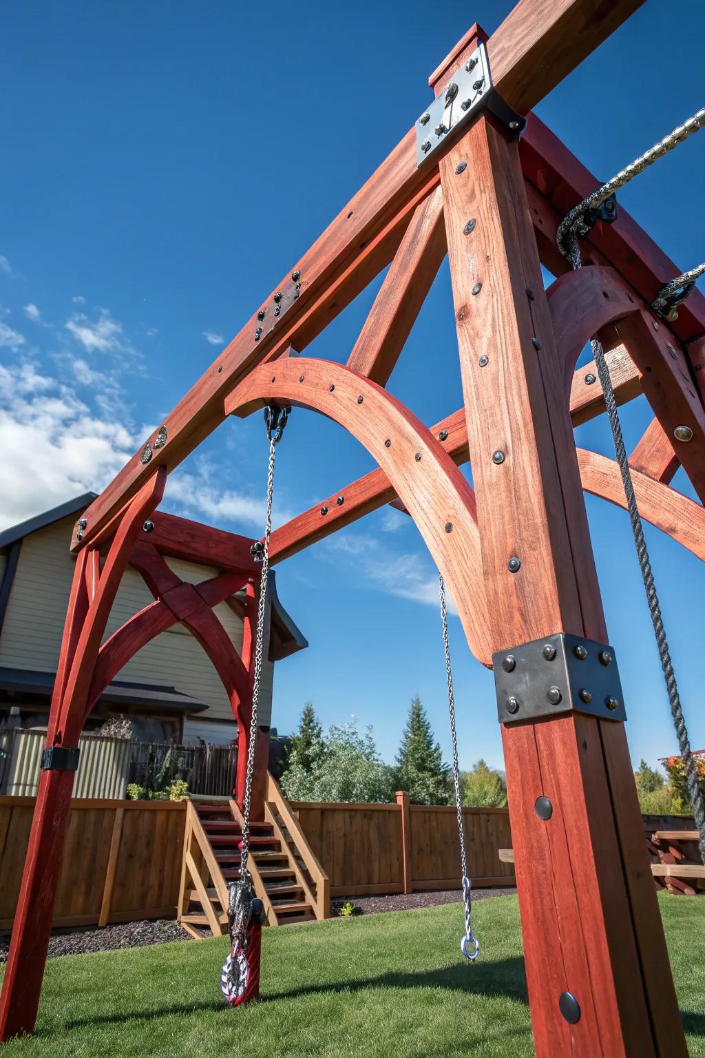 Experience the thrill of a backyard zipline with this expertly crafted temporary structure—where adventure meets artistry.
