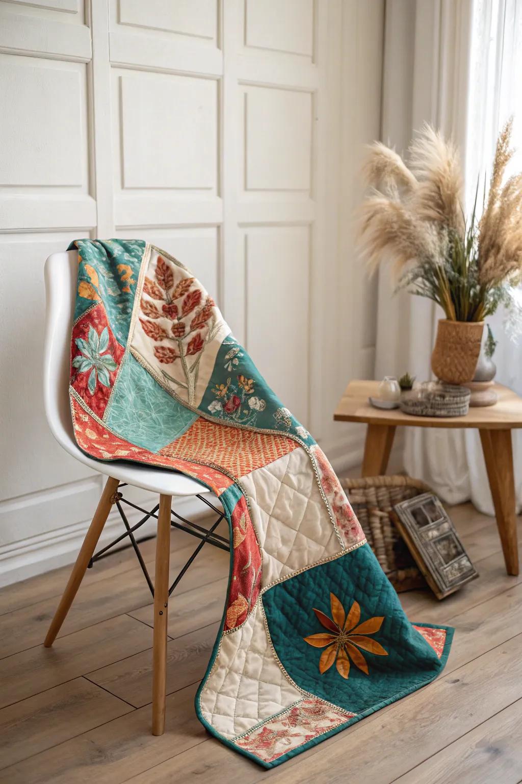 Add a pop of personality to your quilt with unexpected colors, blending tradition with a modern twist.