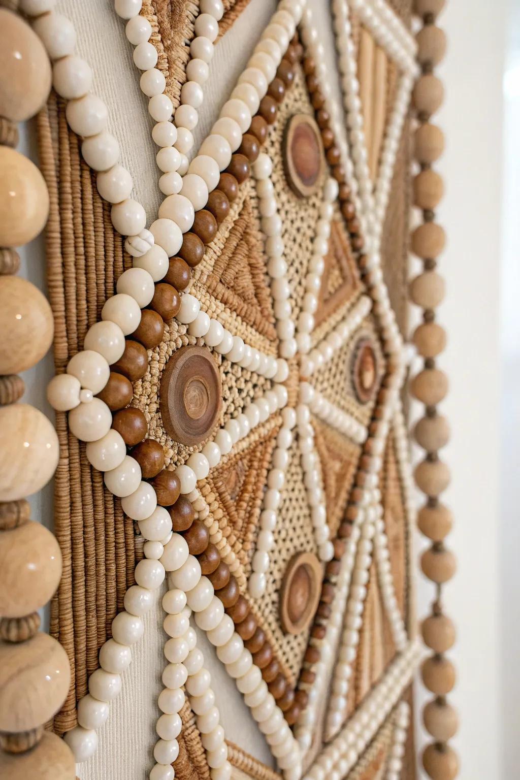 Elevate your space with the timeless elegance of beaded wall art.