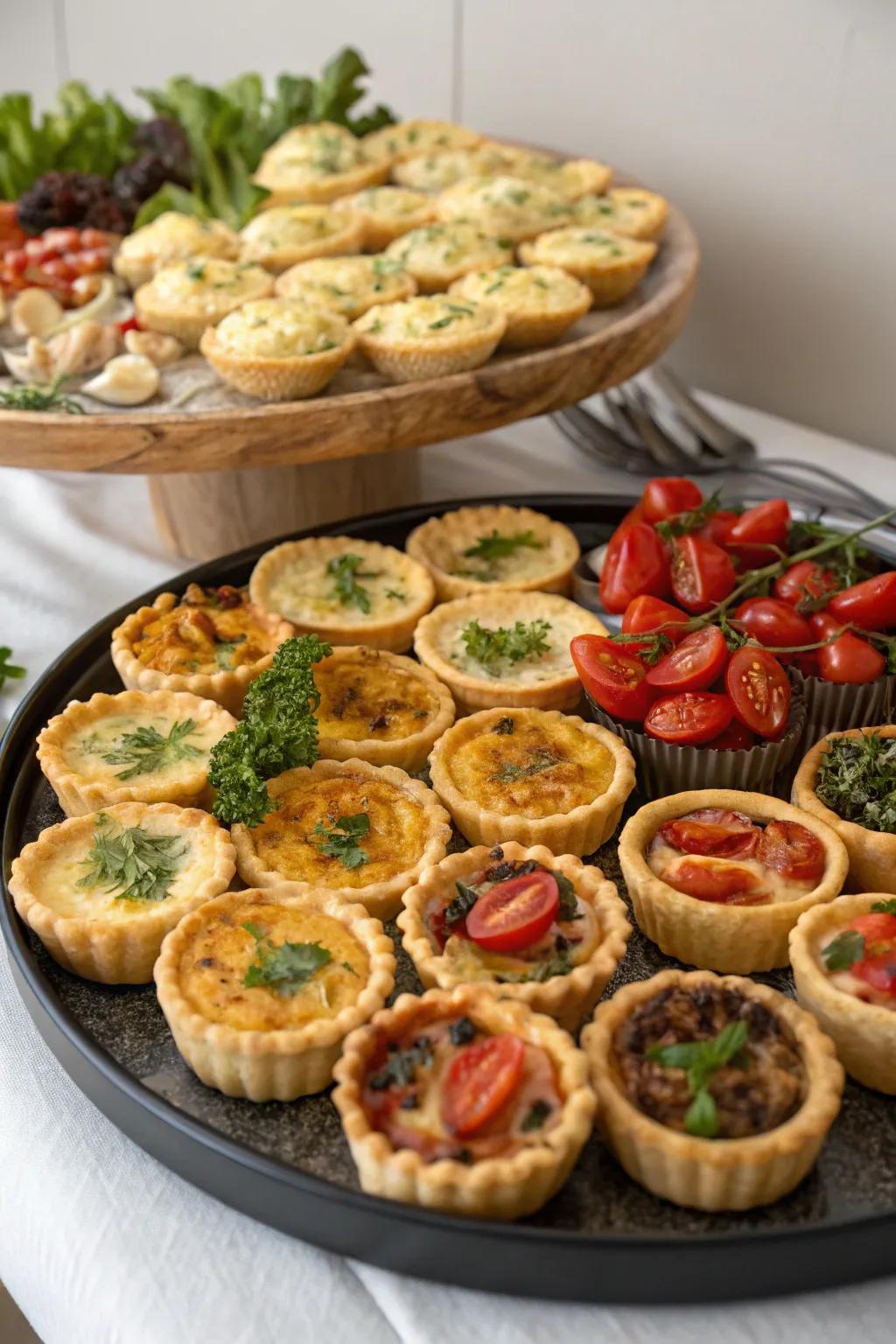 A savory pie platter offering delightful mini bites for everyone.