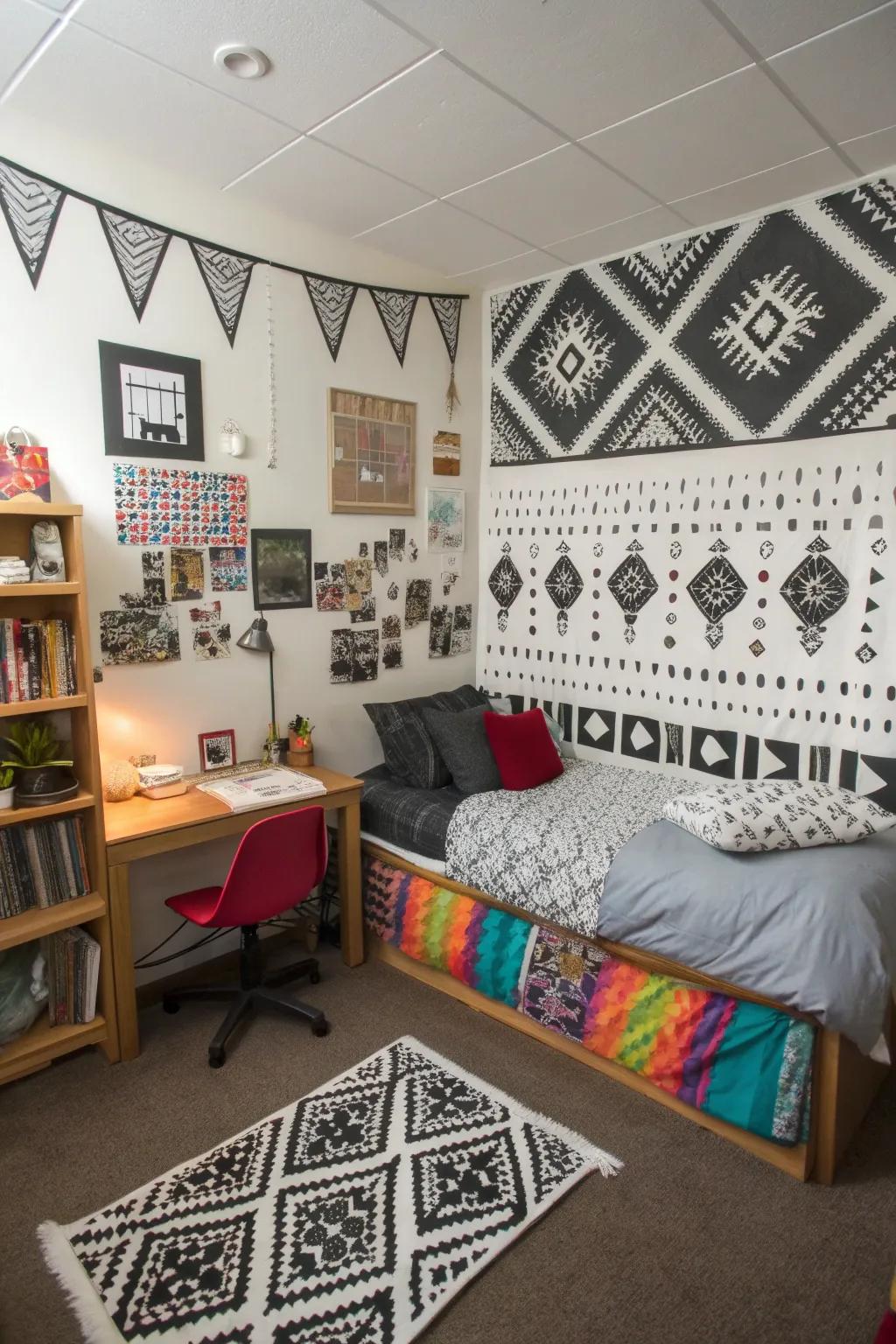 Wall decals add creative flair.