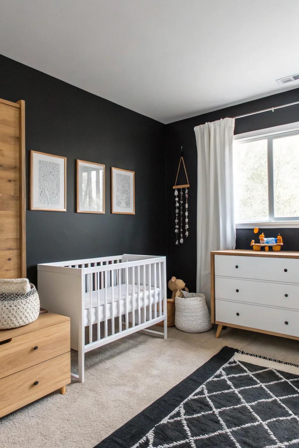 Modern minimalist furniture keeps the nursery sleek and spacious.