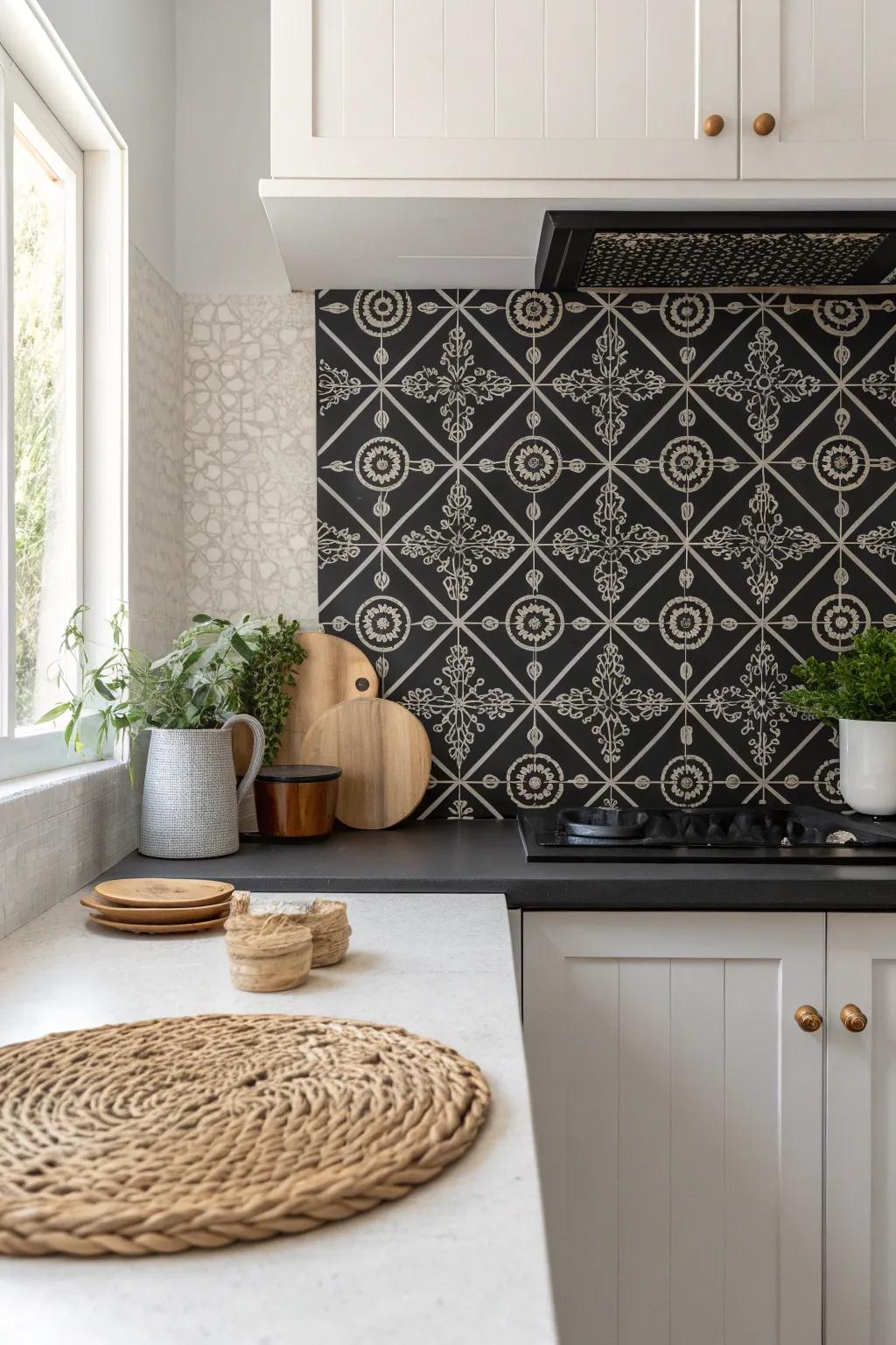Transform your space with a touch of bohemian elegance through this stunning Moroccan-inspired backsplash.