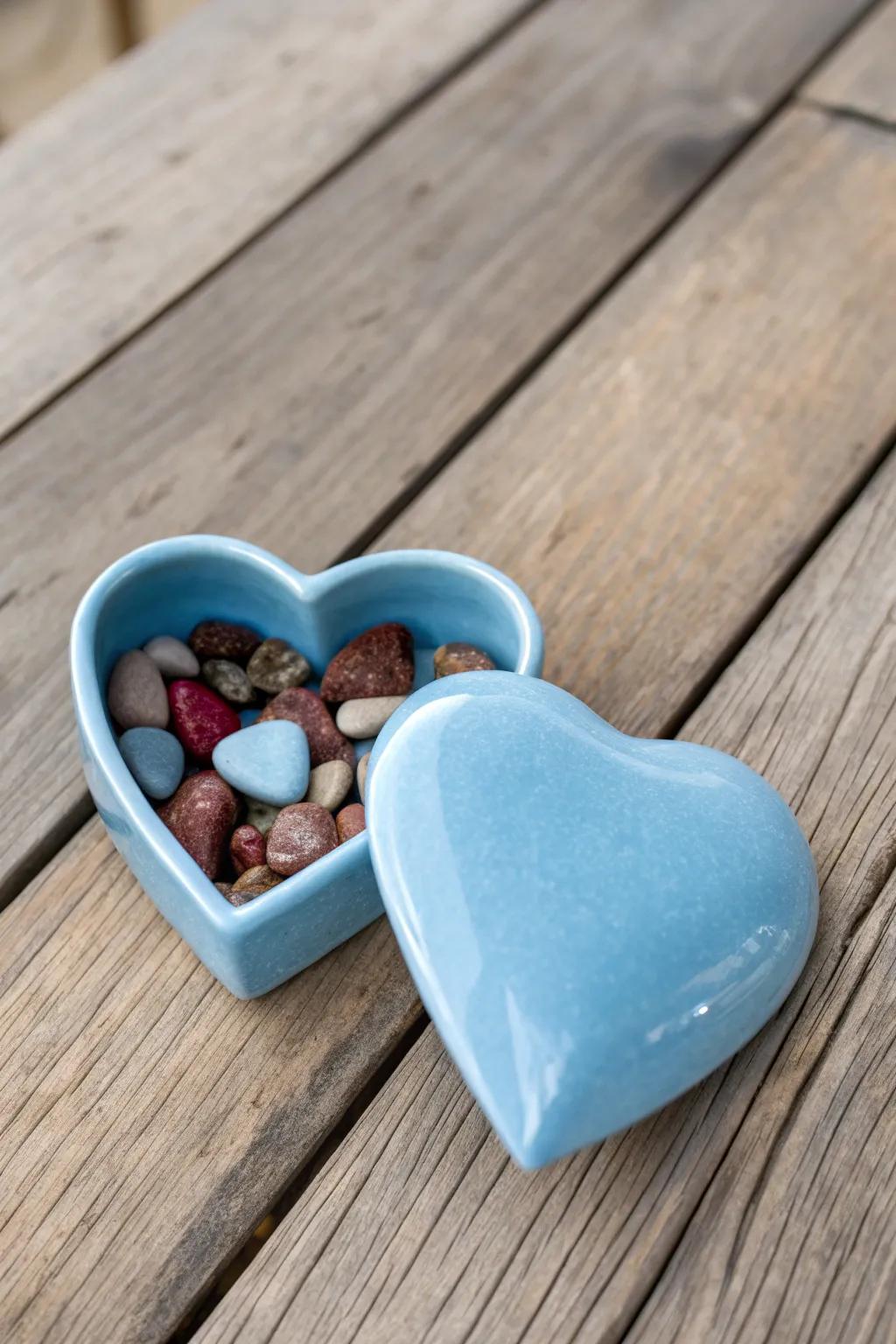 Discover the sweet surprise within this beautifully crafted blue heart. A pop of fun awaits!