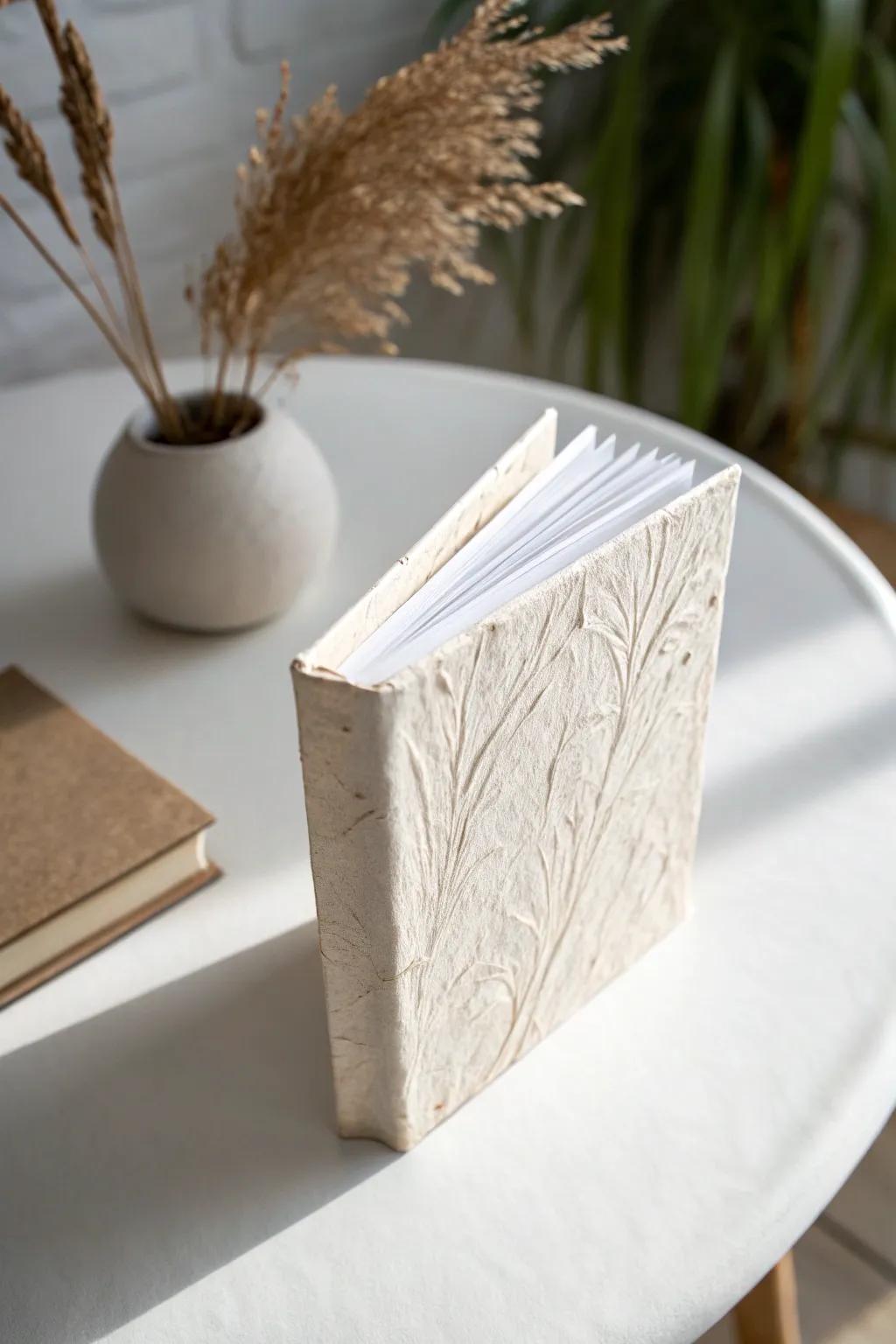 Discover the art of touch with textured papers in your booklet designs.
