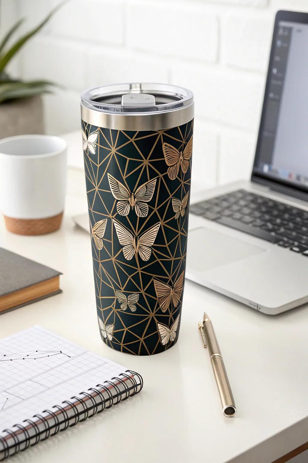 Modernize your space with geometric butterfly patterns.