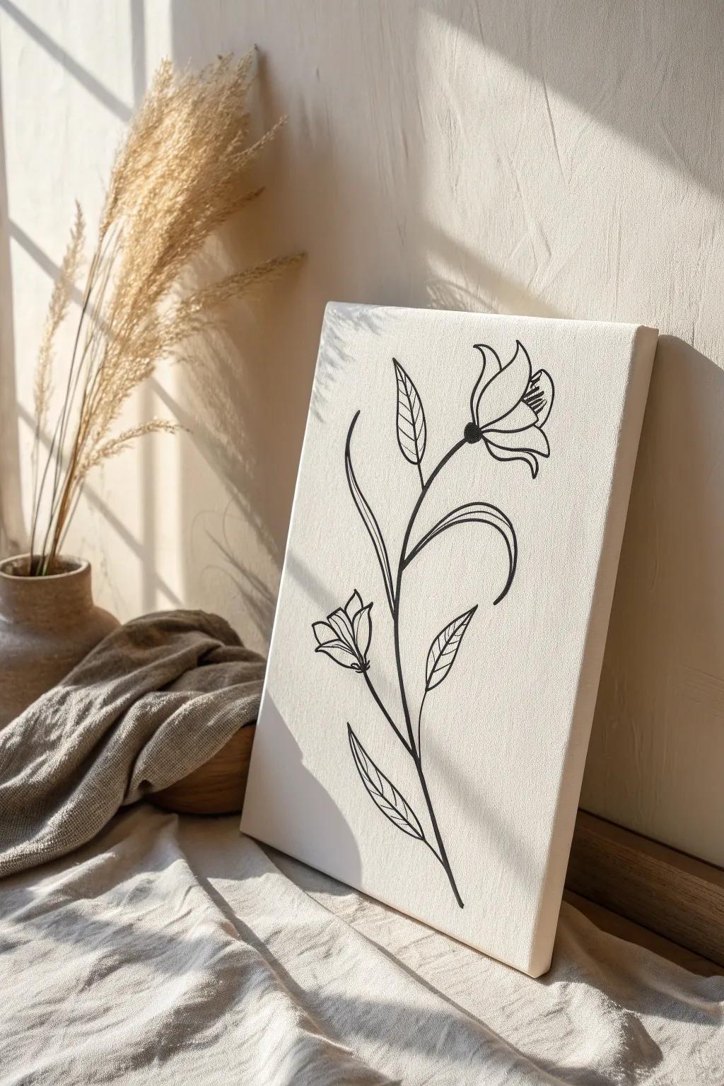 Embrace the beauty of simplicity with minimalist line art on canvas.
