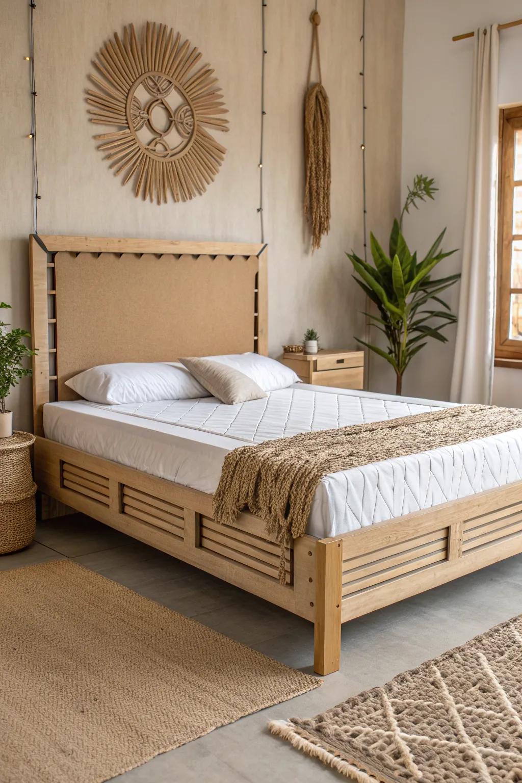 Who knew cardboard could look this chic? Discover the art of sustainable living with our stunning cardboard bed frame!