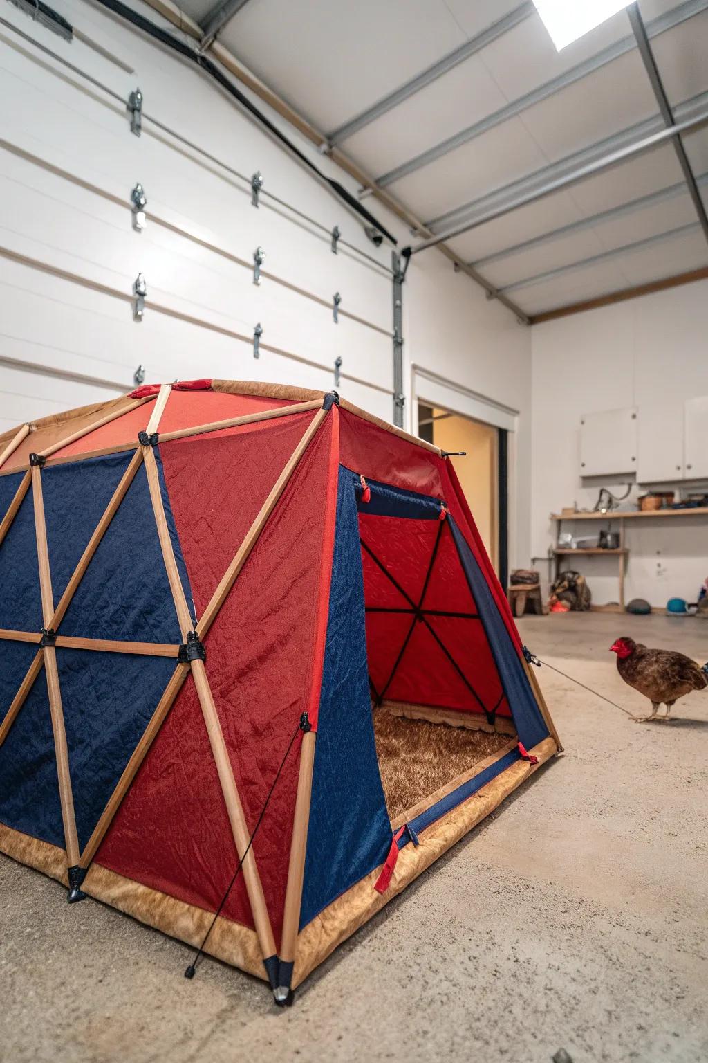 Keep your garage pristine with this expertly crafted, dust-reducing chicken brooder tent.